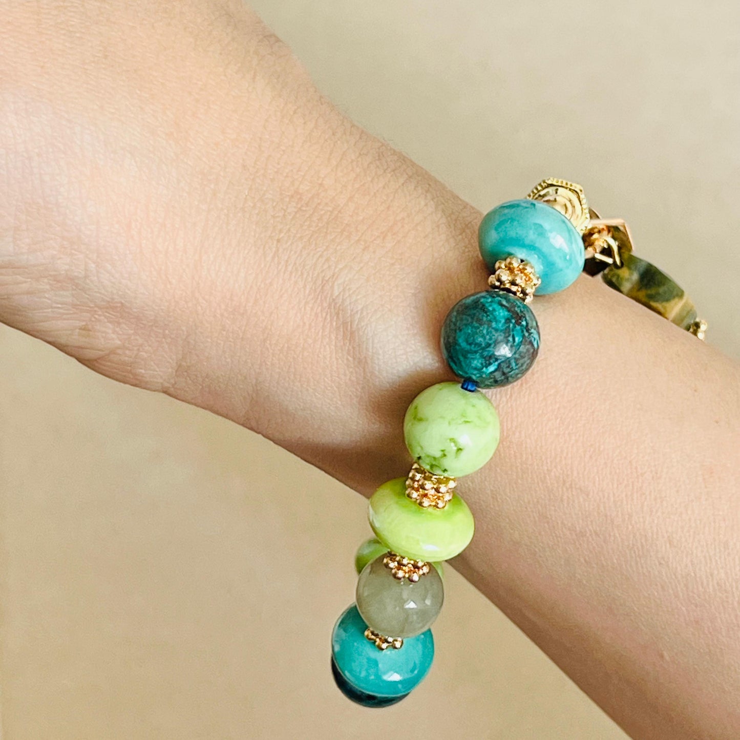 Jade, Serpentine & Turquoise Love 💚 Bracelet