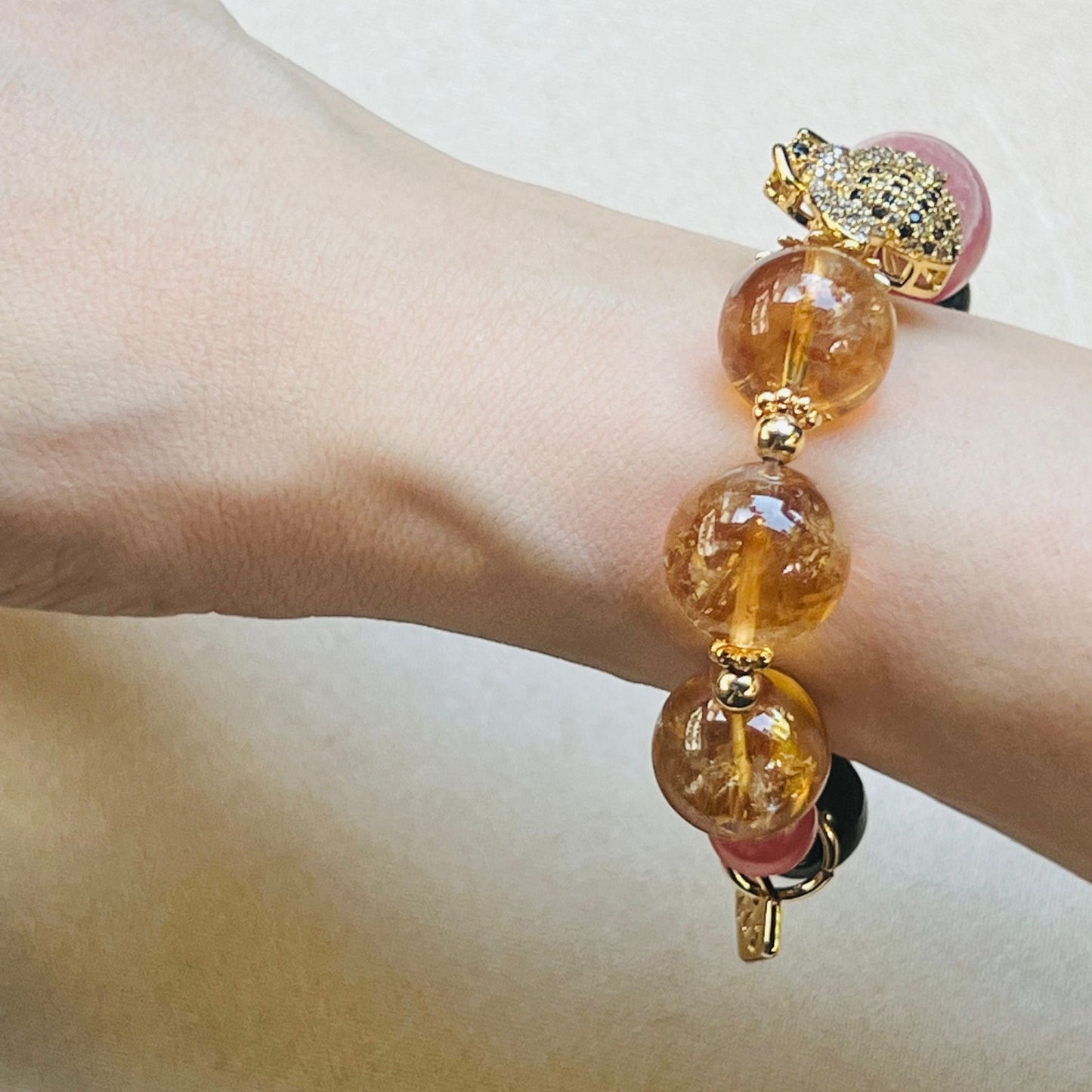 Rhodochrosite Jewel Bee Bracelet