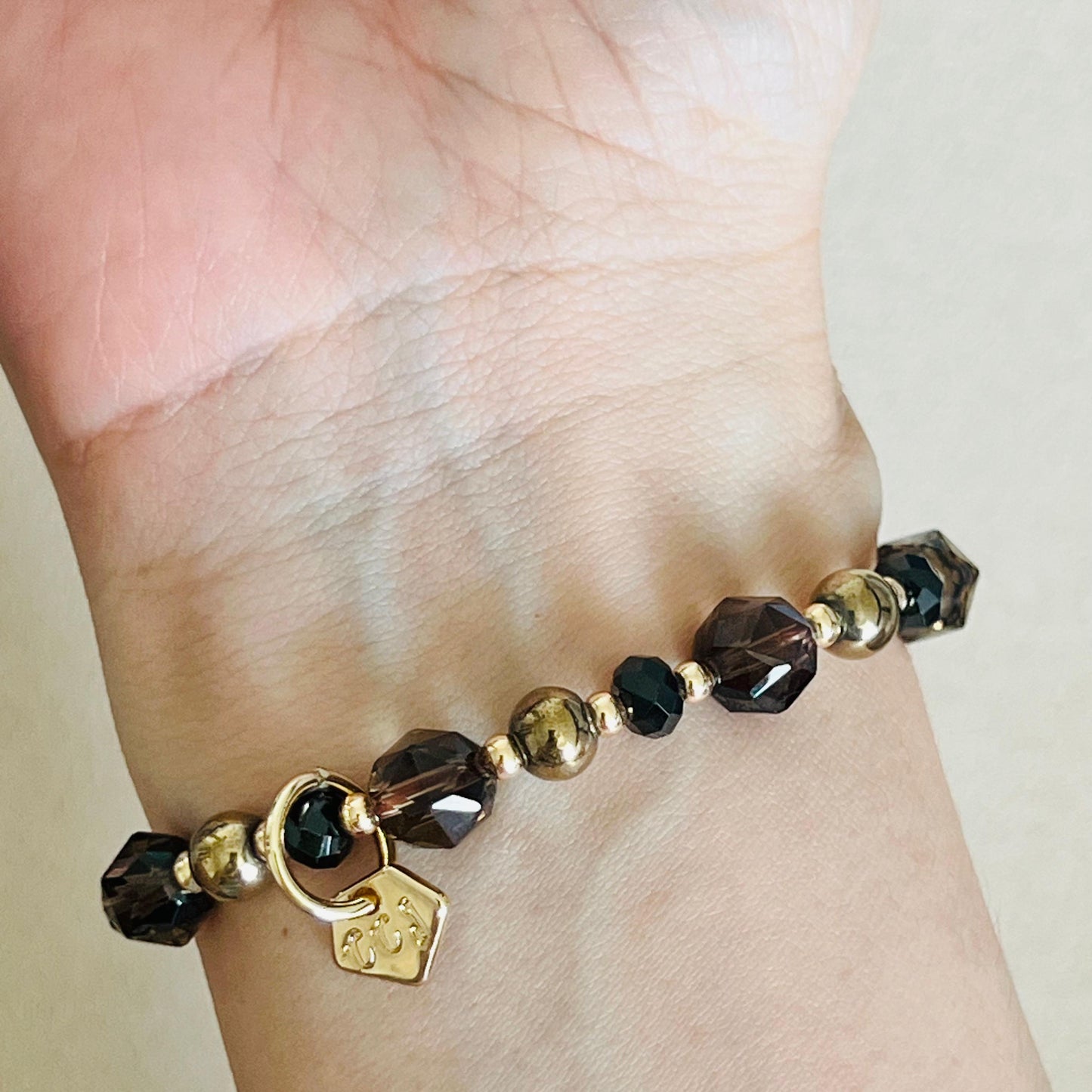 Black Spinel, Hematite & Smoky Quartz Chocolate Koi Bracelet