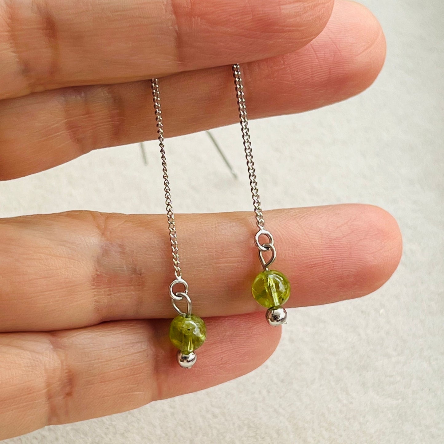 Peridot Thread Earrings SHW