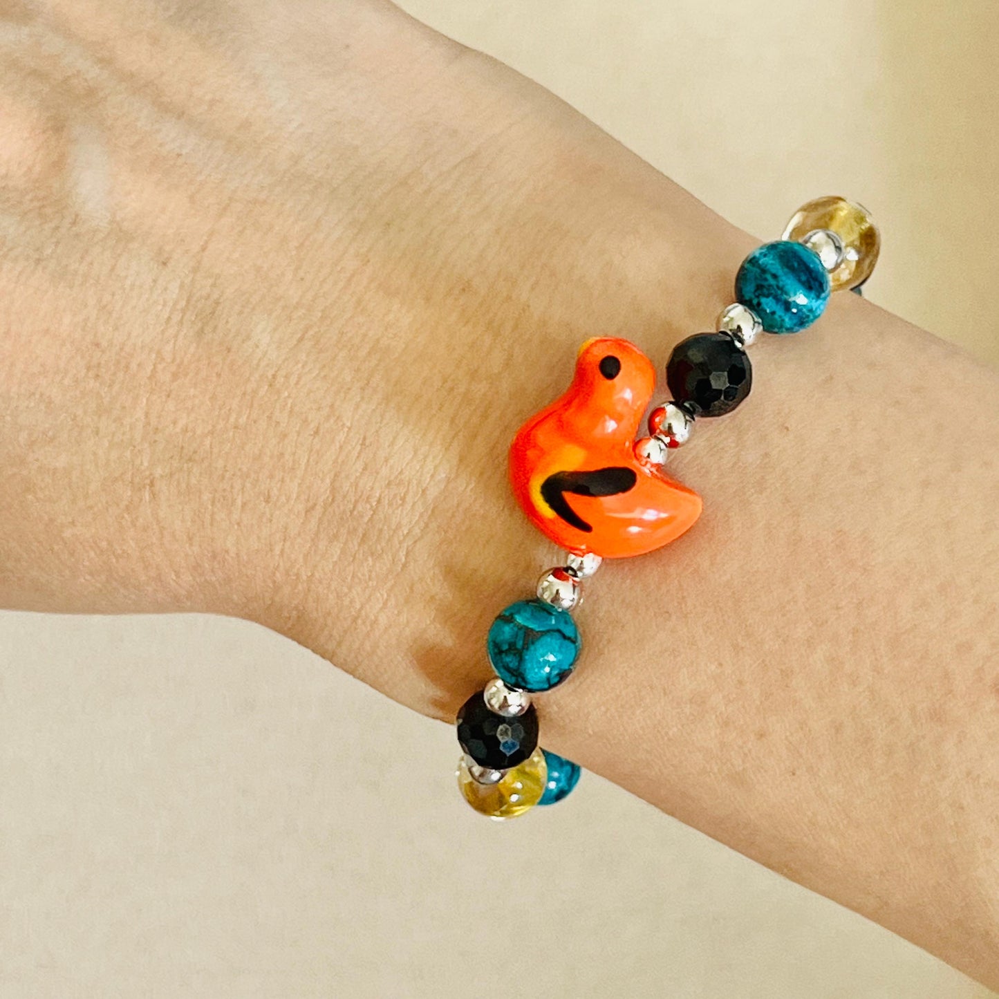 Black Onyx, Citrine & Turquoise Hermes Birdie Bracelet