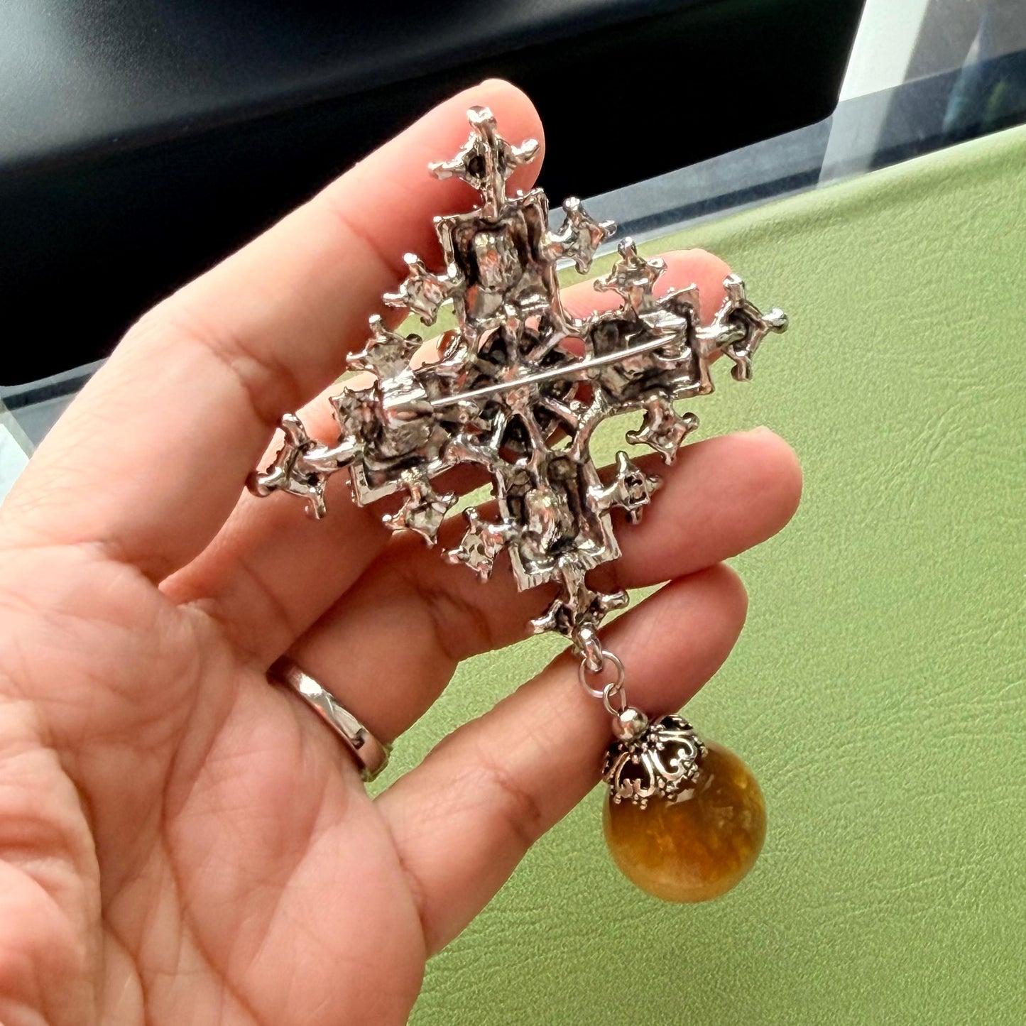 Honey Tigereye Byzantine Brooch