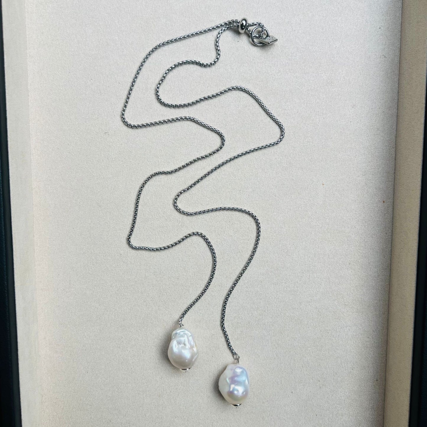 Puffy Baroque Pearl Snake Necklace SHW