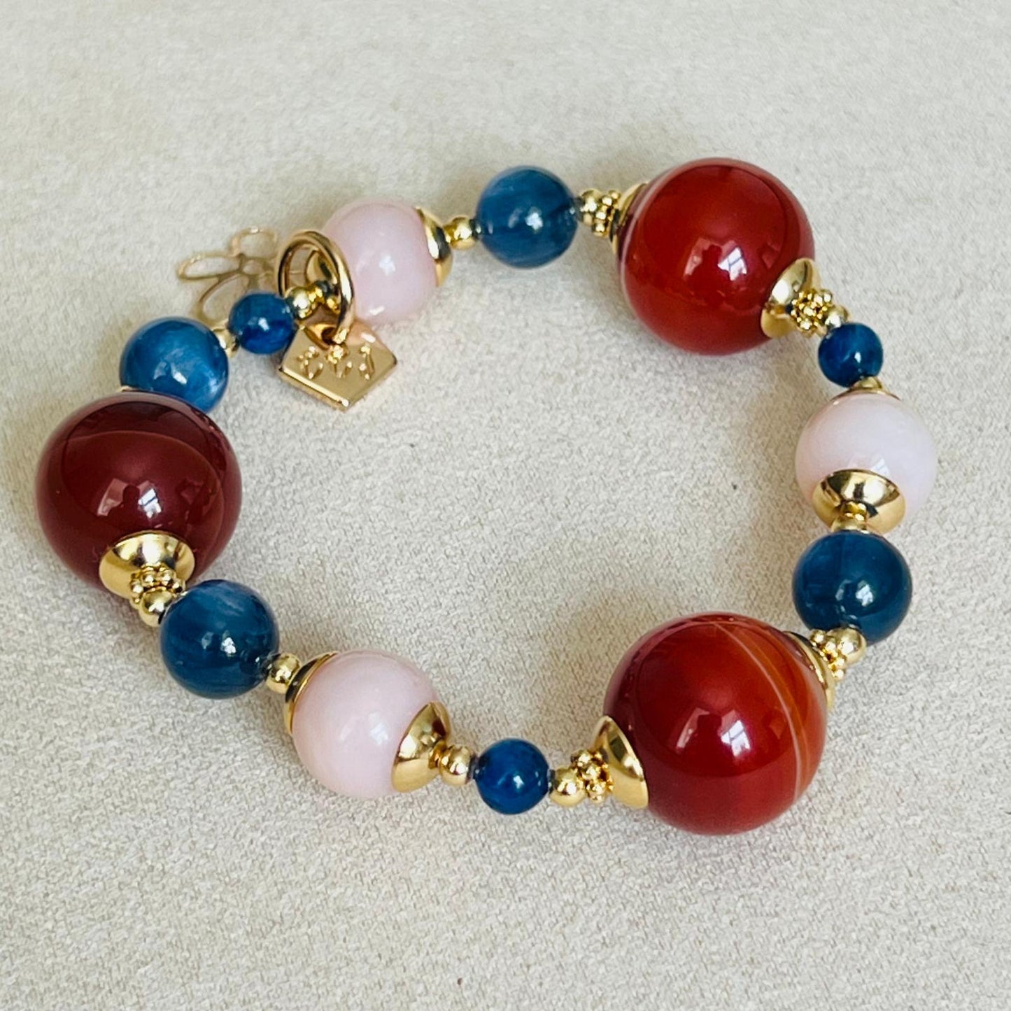 Carnelian, Pink Opal & Blue Kyanite Bracelet GHW