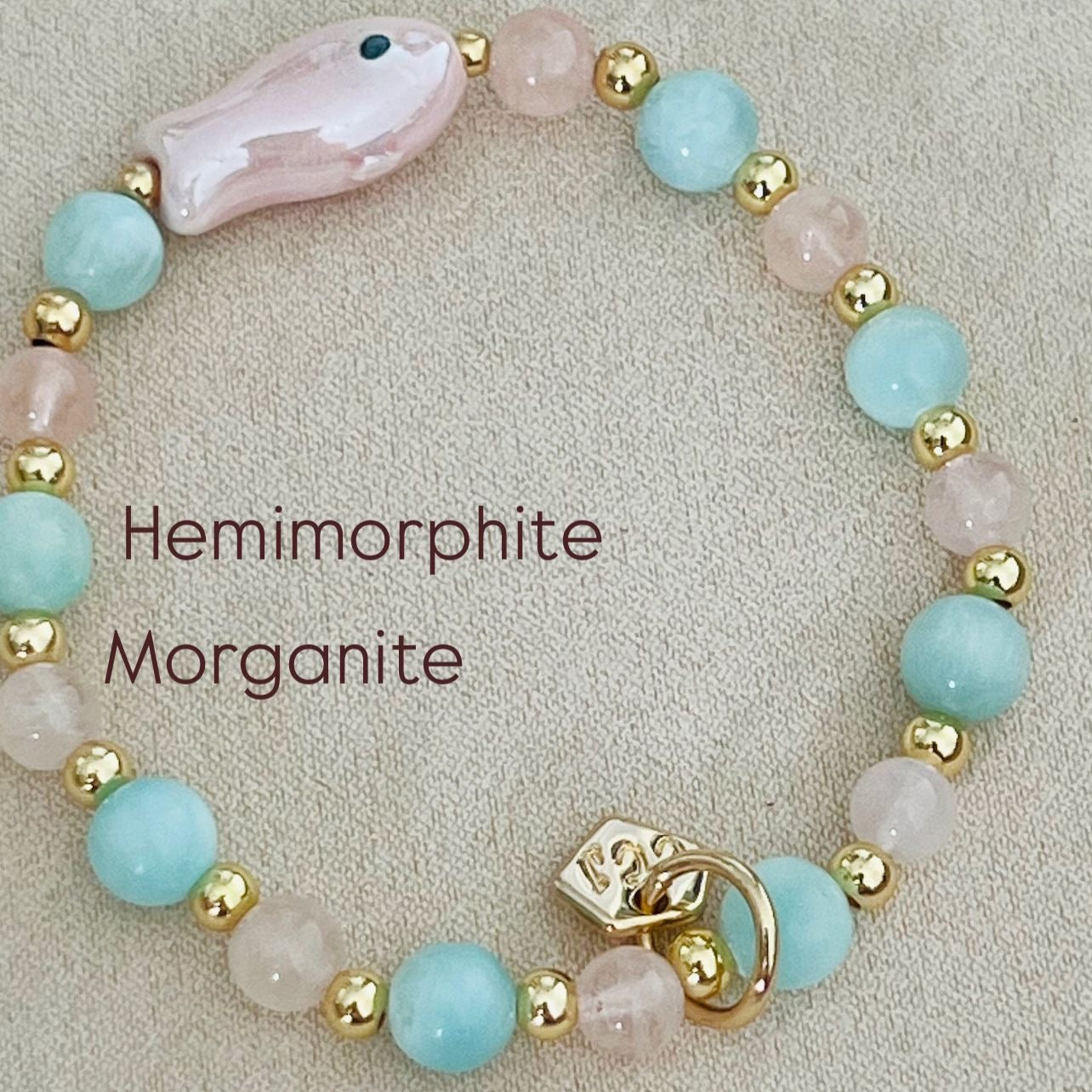 Hemimorphite & Morganite Money Fish Bracelet 🐟