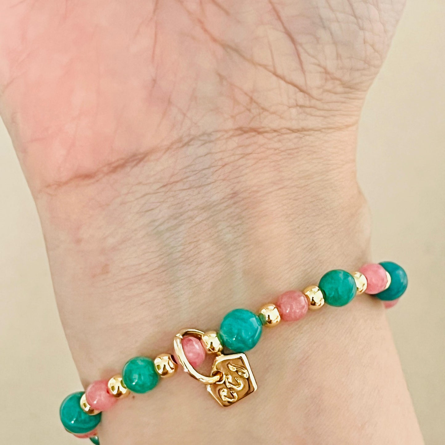 Amazonite & Rhodochrosite Money Fish Bracelet 🐟