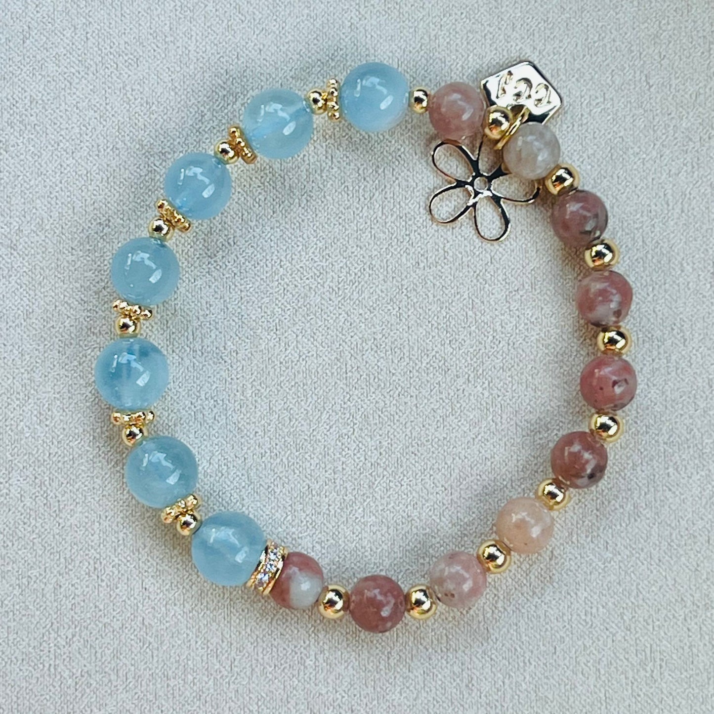 Aquamarine & Pink Jasper Baby Bracelet