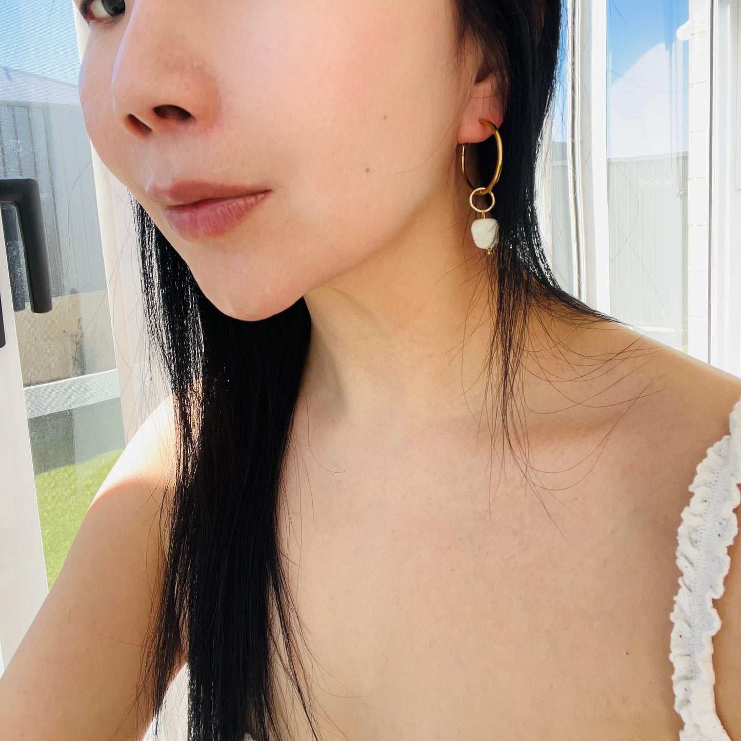 Mother Of Pearl Hoop Earrings
