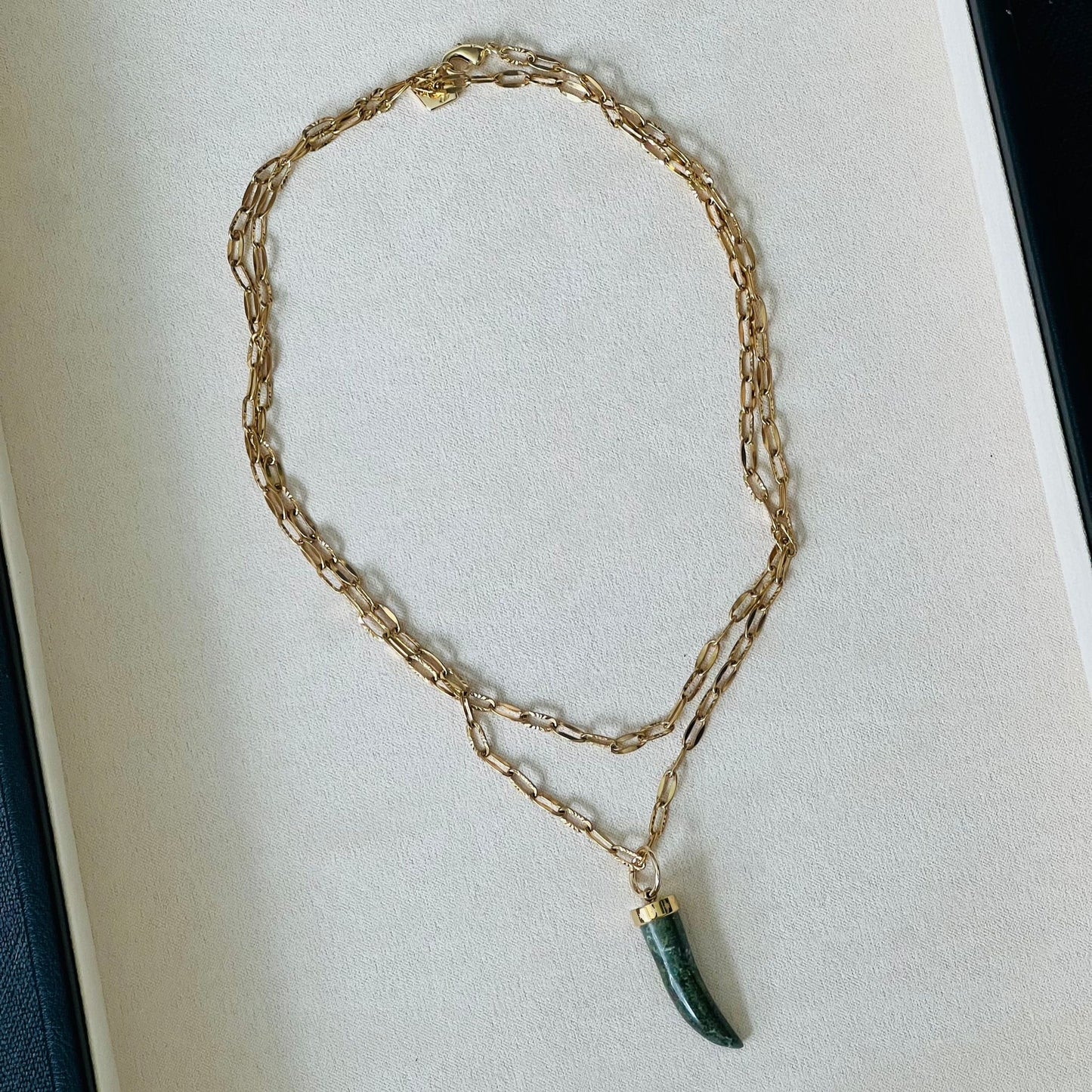 Unakite Horn Pendant