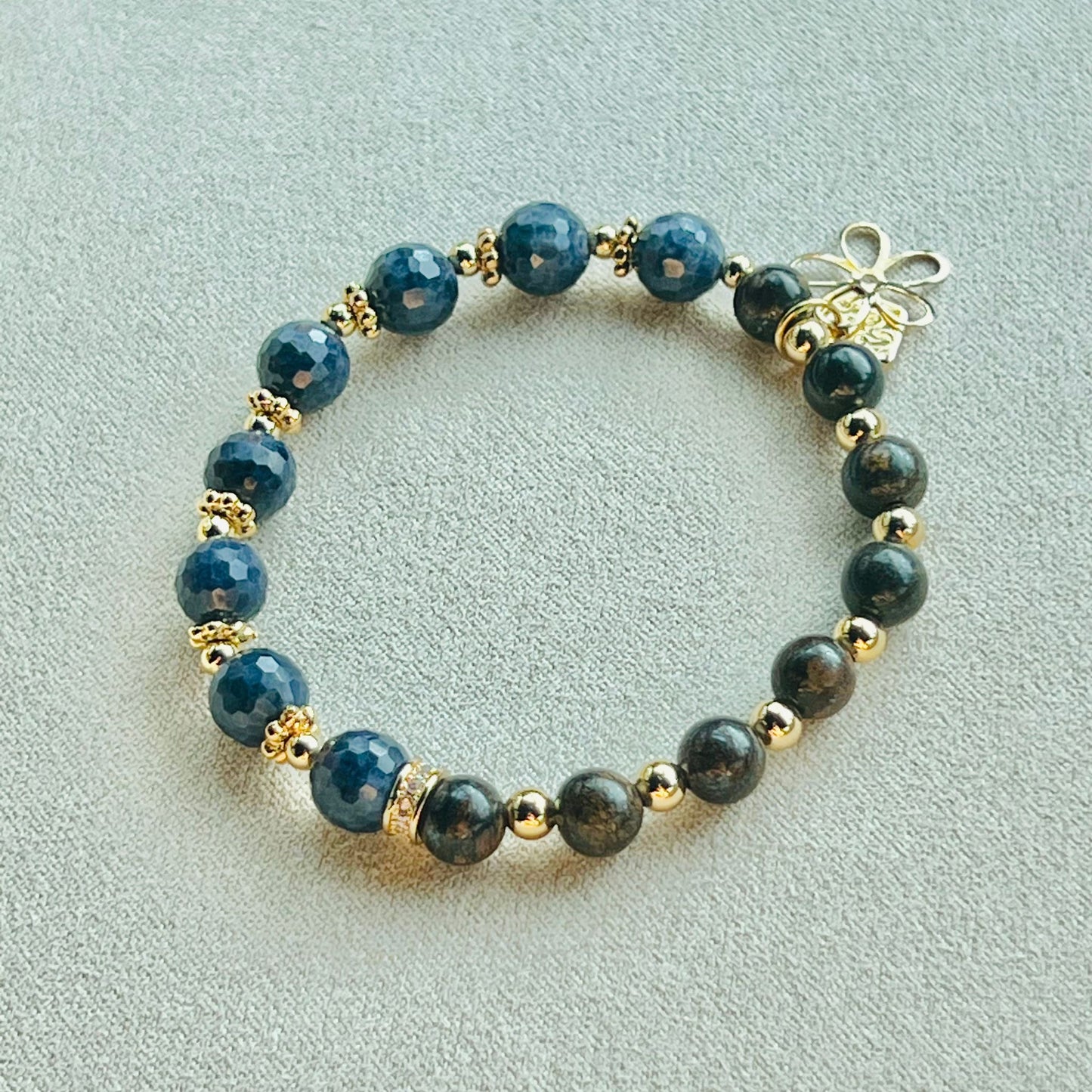 Blue Sapphire & Bronzite Baby Bracelet