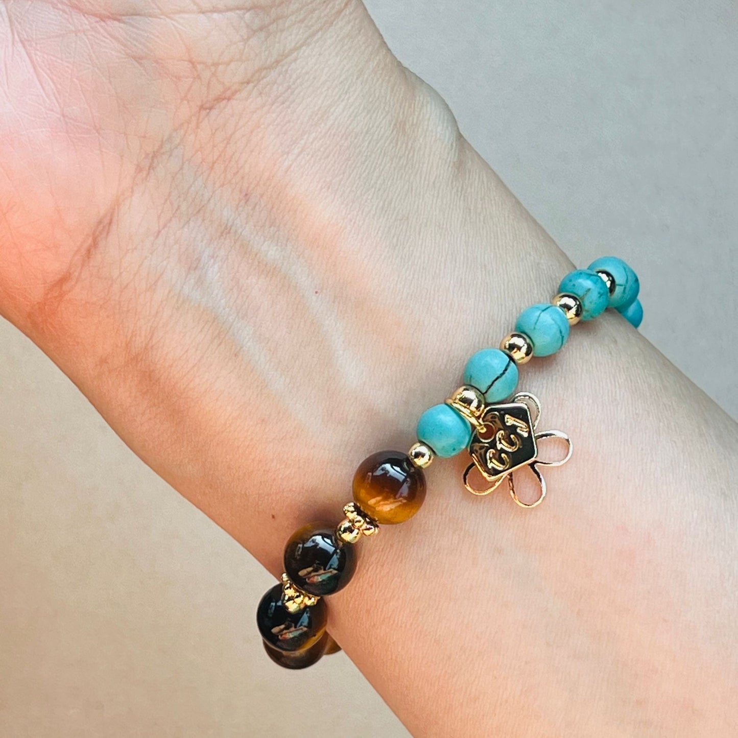 Golden Tigereye & Turquoise Baby Bracelet