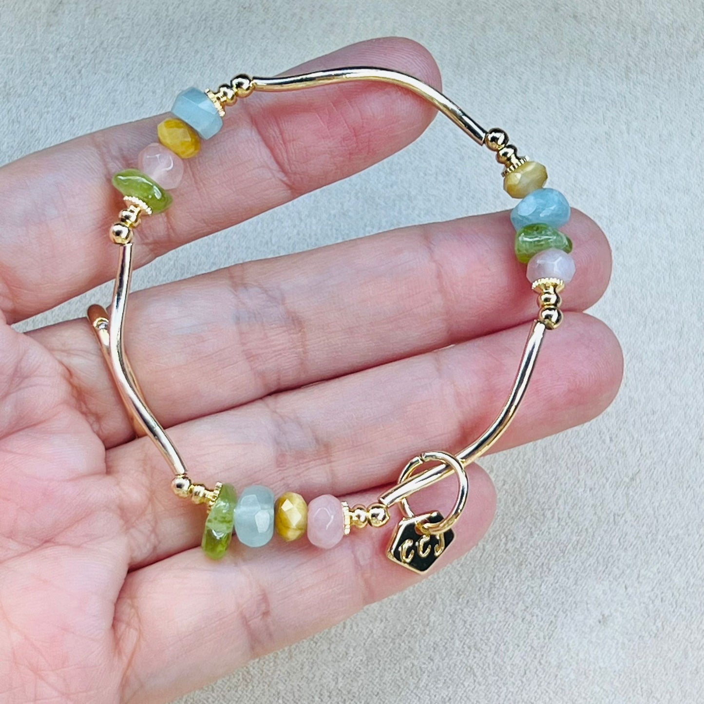 Aquamarine, Honey Tigereye, Rose Quartz & Peridot La Grace Bracelet