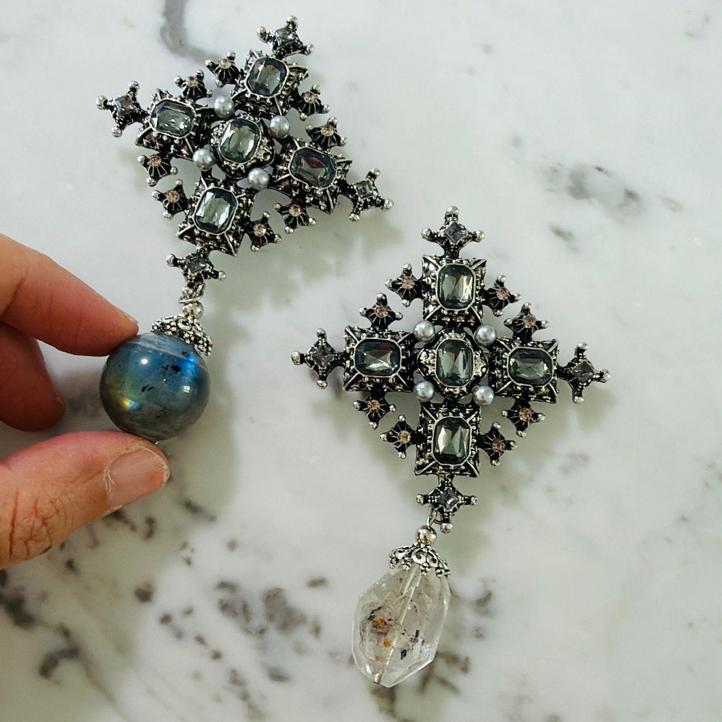 Herkimer Diamond Byzantine Brooch