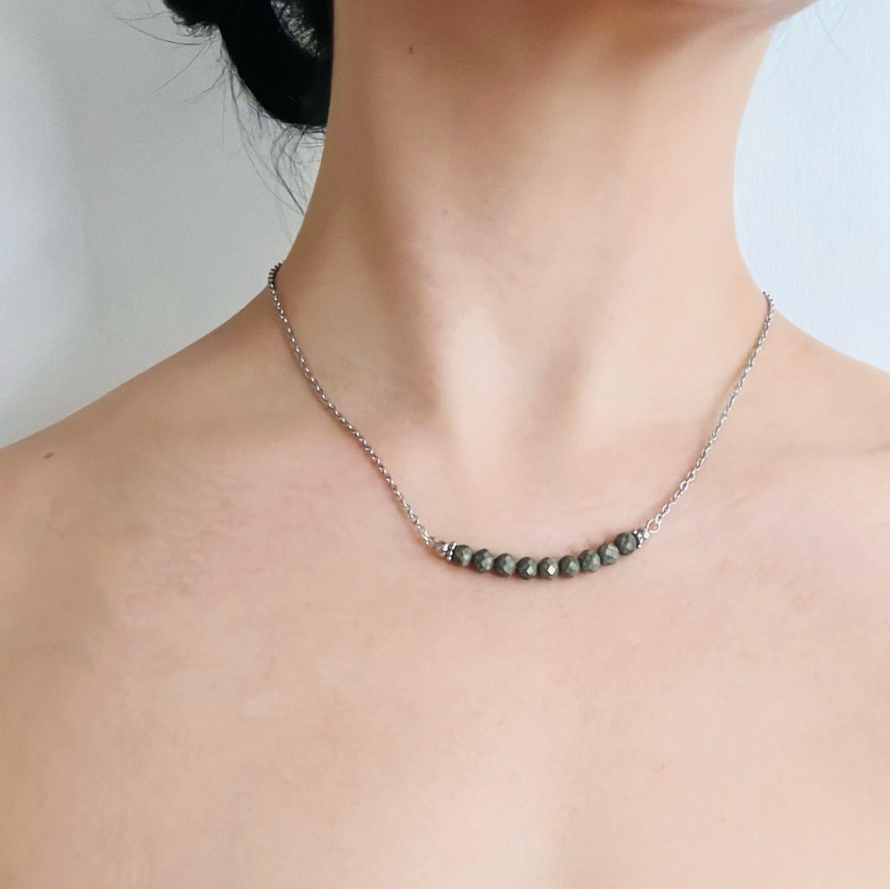 Pyrite Moon Necklace SHW