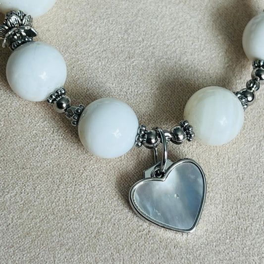 Mother Of Pearl Heart Charm SHW