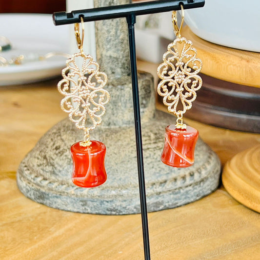 Filigree Carnelian Earrings