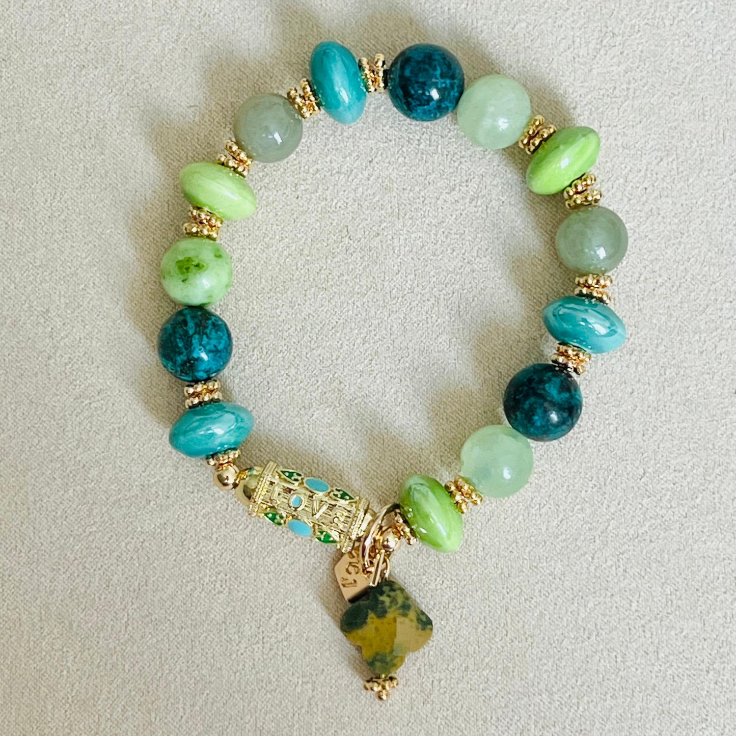 Jade, Serpentine & Turquoise Love 💚 Bracelet