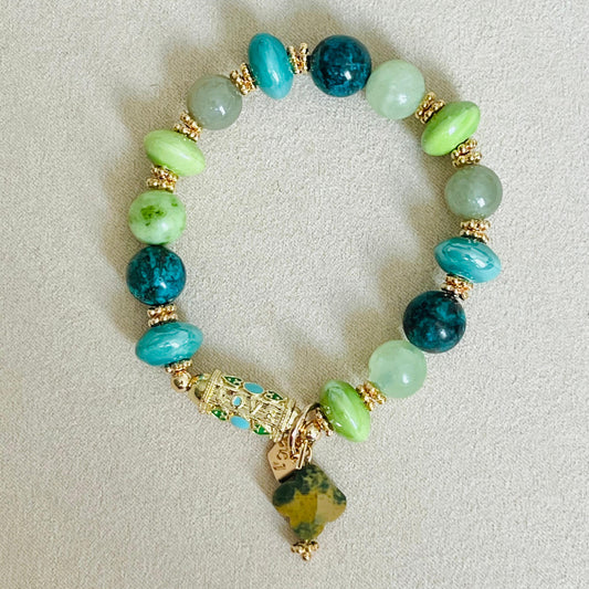 Jade, Serpentine & Turquoise Love 💚 Bracelet
