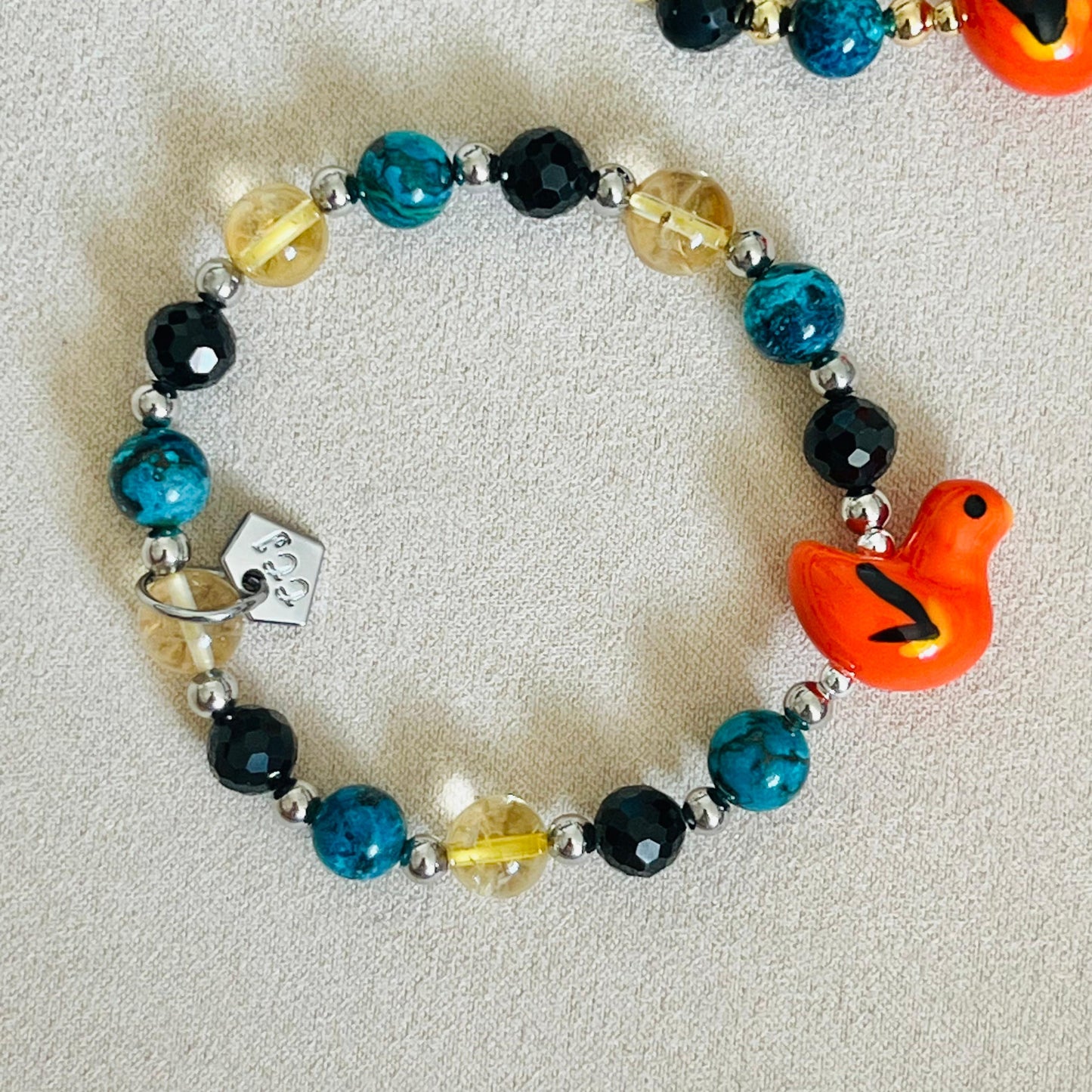 Black Onyx, Citrine & Turquoise Hermes Birdie Bracelet