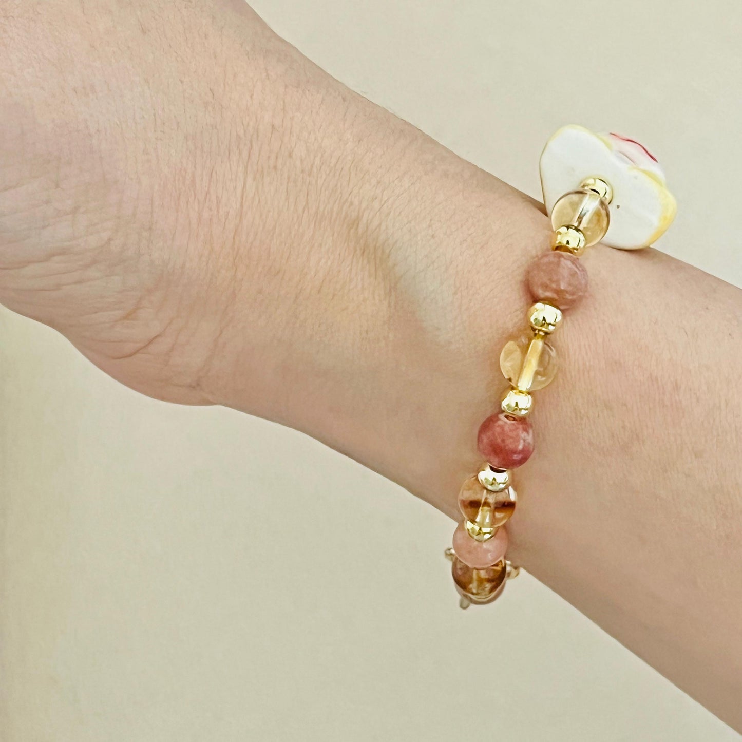 Citrine & Plum Blossom Agate Merry Monkey Bracelet