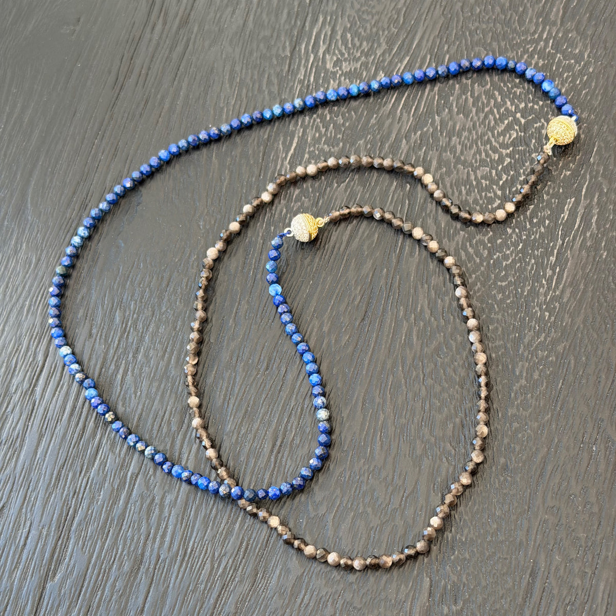Lapis Lazuli | Silver Sheen Obsidian Delicate Necklace