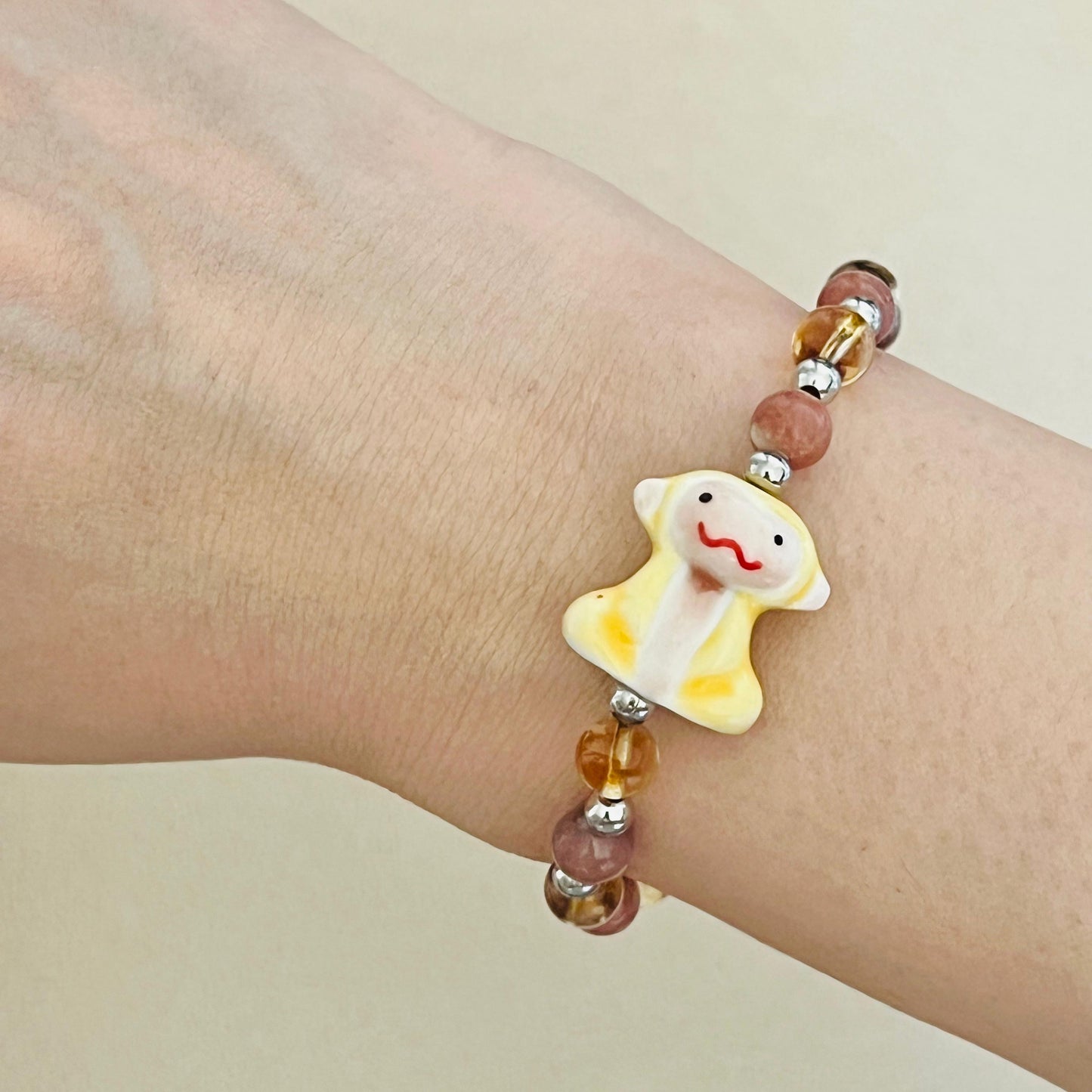 Citrine & Plum Blossom Agate Merry Monkey Bracelet