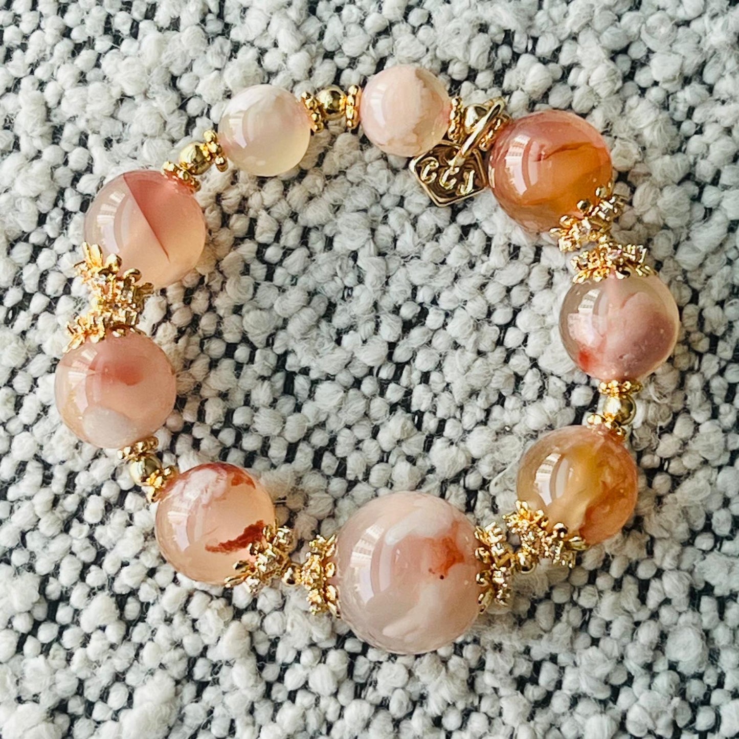 Peach Sakura Agate Supreme Bracelet