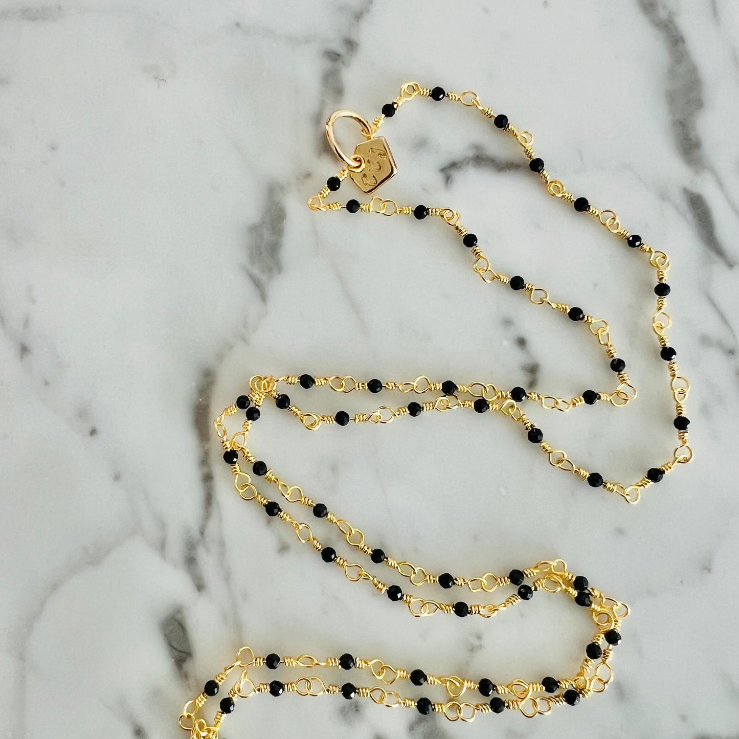 Black Spinel Long Necklace