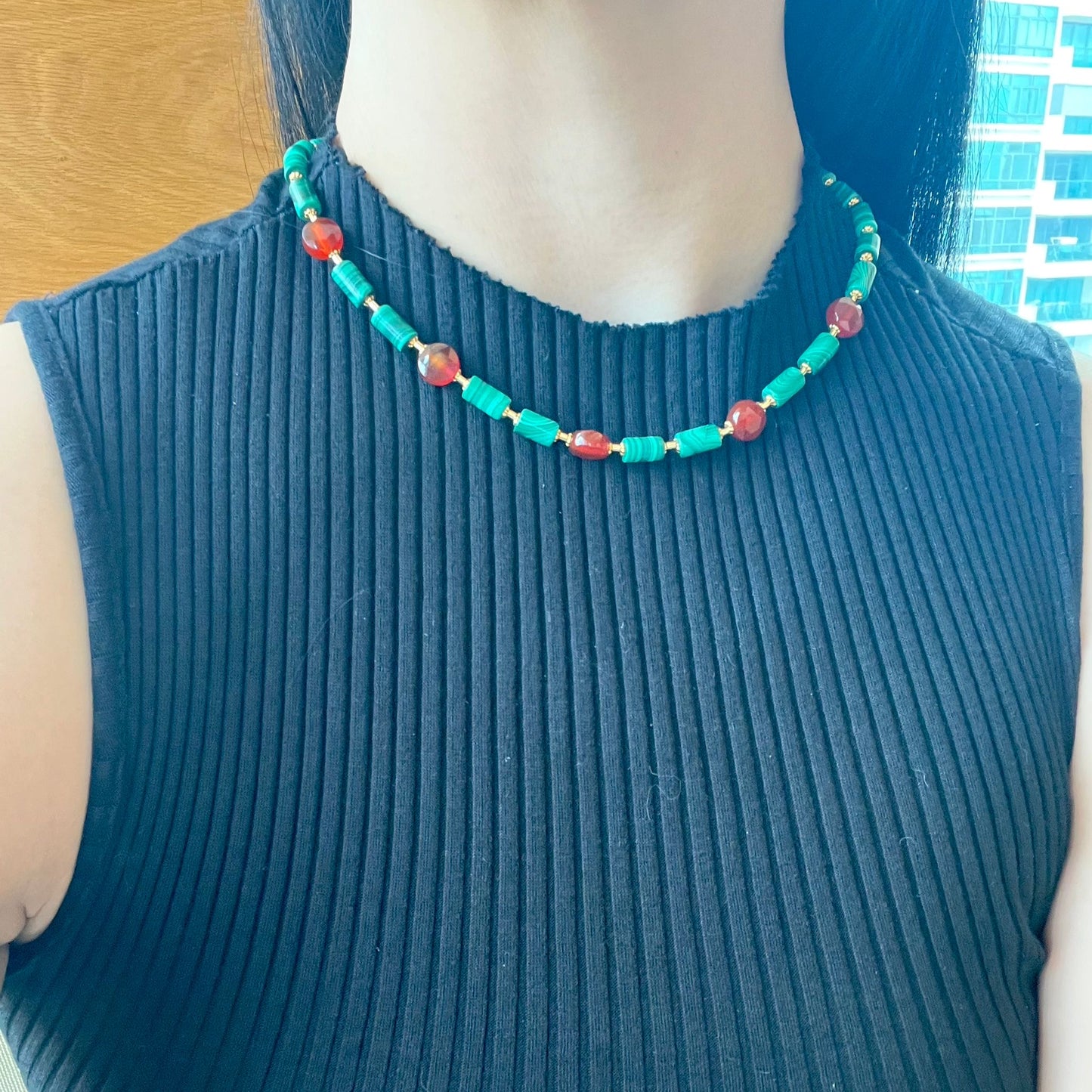 Malachite & Red Agate Necklace