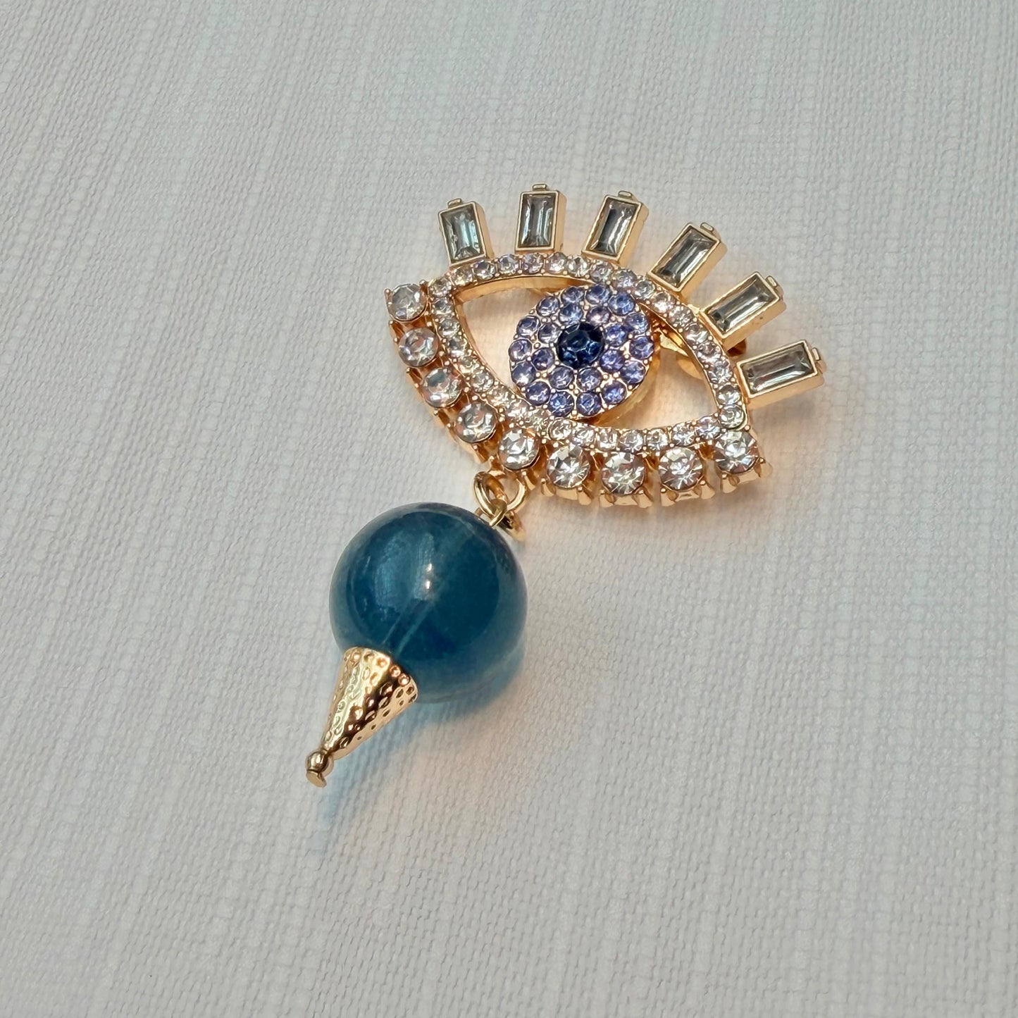Peacock Aquamarine Evil Eye Brooch