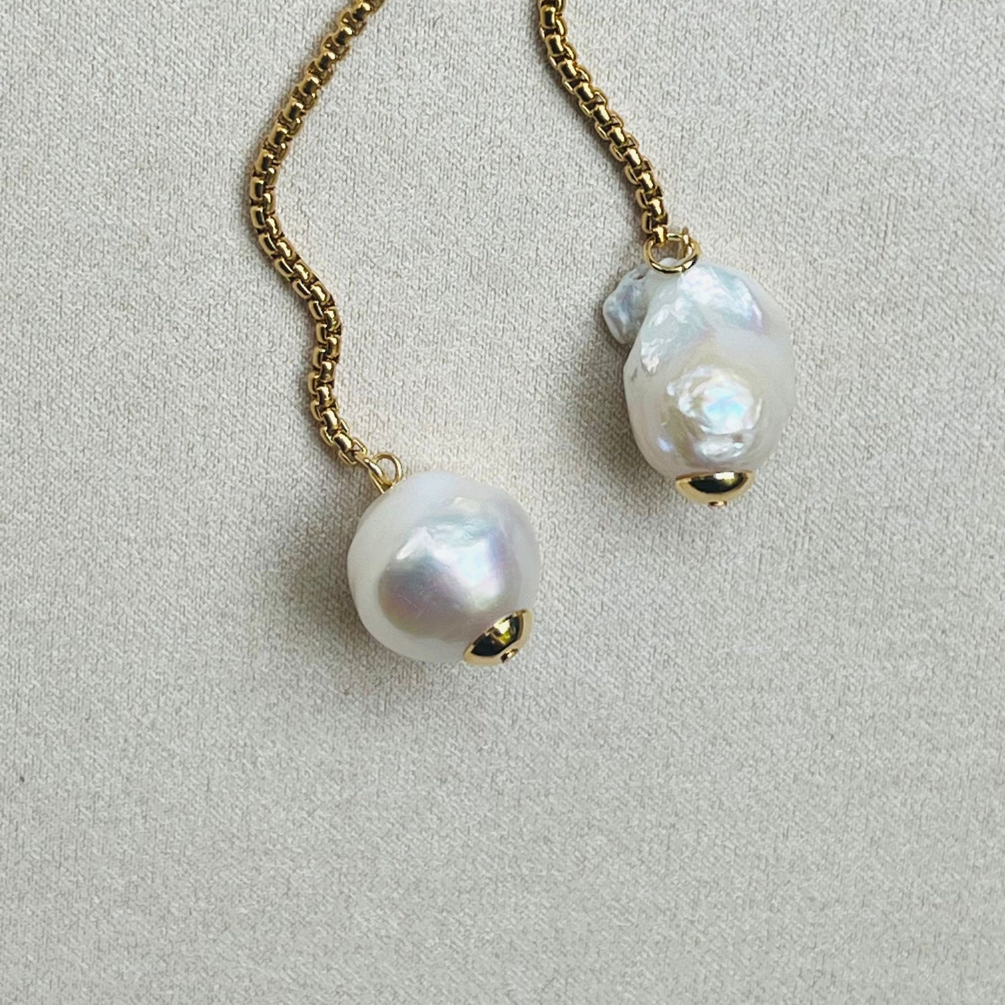 Puffy Baroque Pearl Snake Necklace GHW