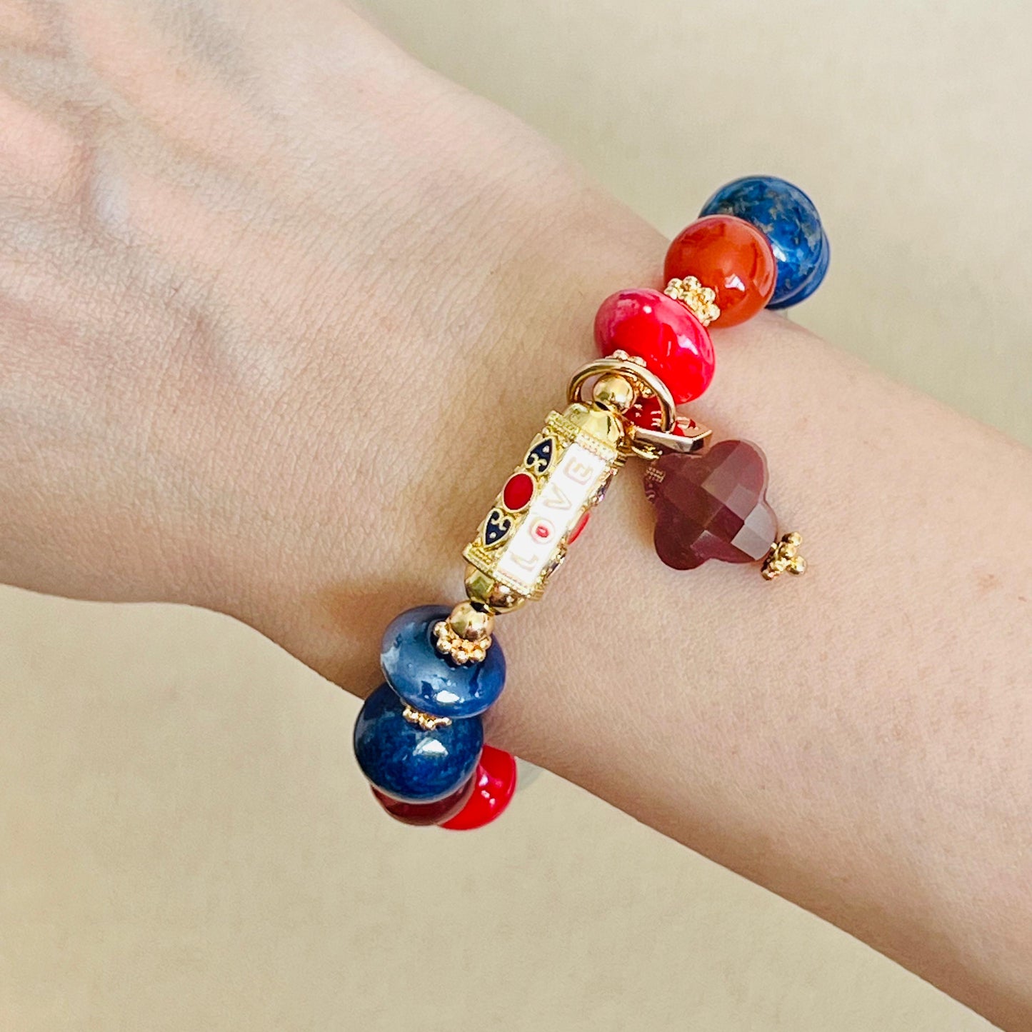 Calcite, Carnelian & Lapis Lazuli Love❤️ Bracelet