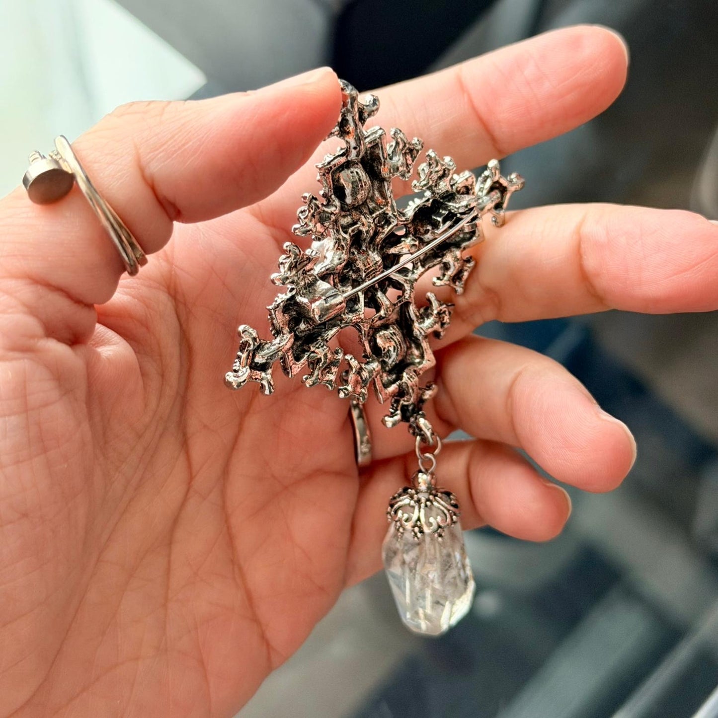 Herkimer Diamond Byzantine Brooch