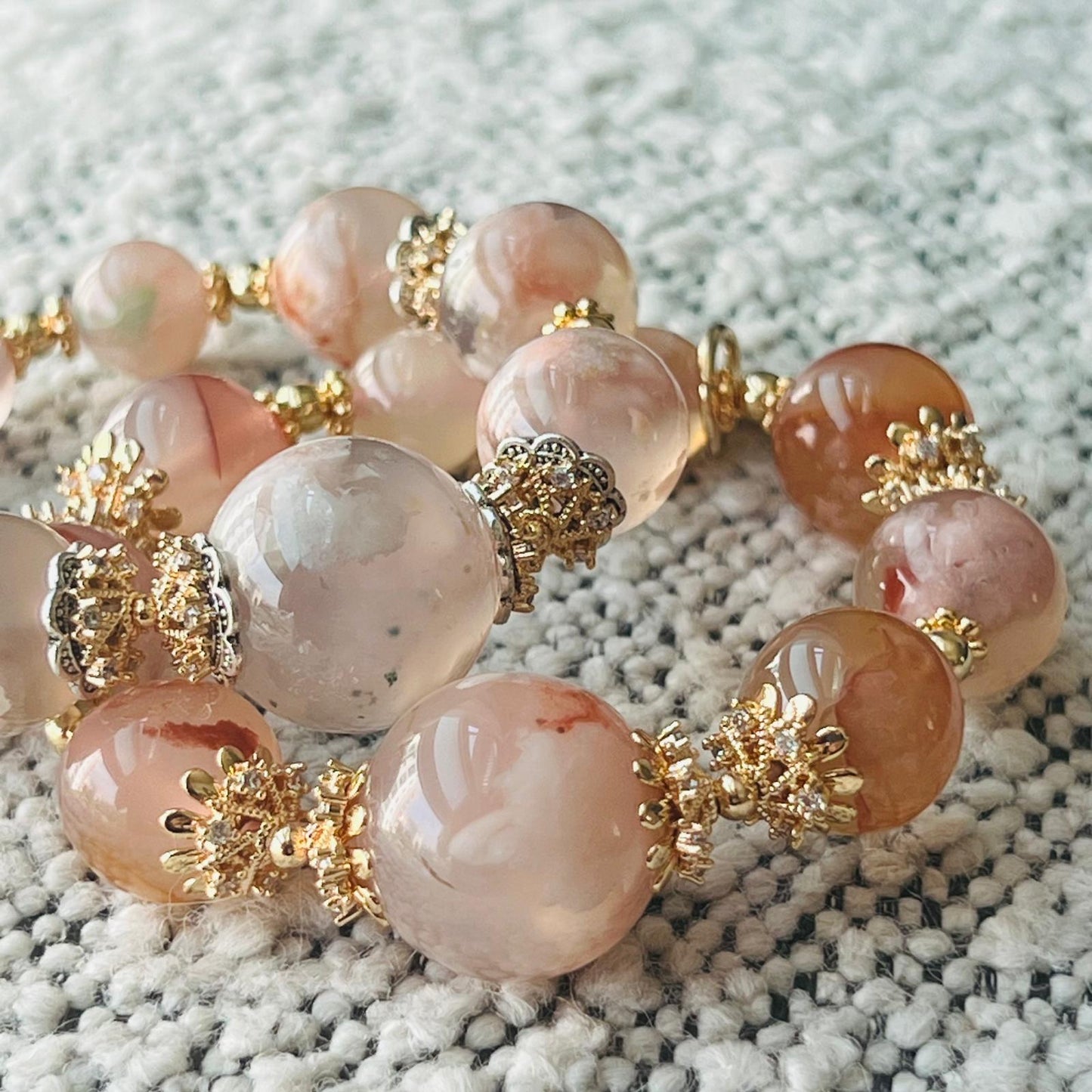 Peach Sakura Agate Supreme Bracelet