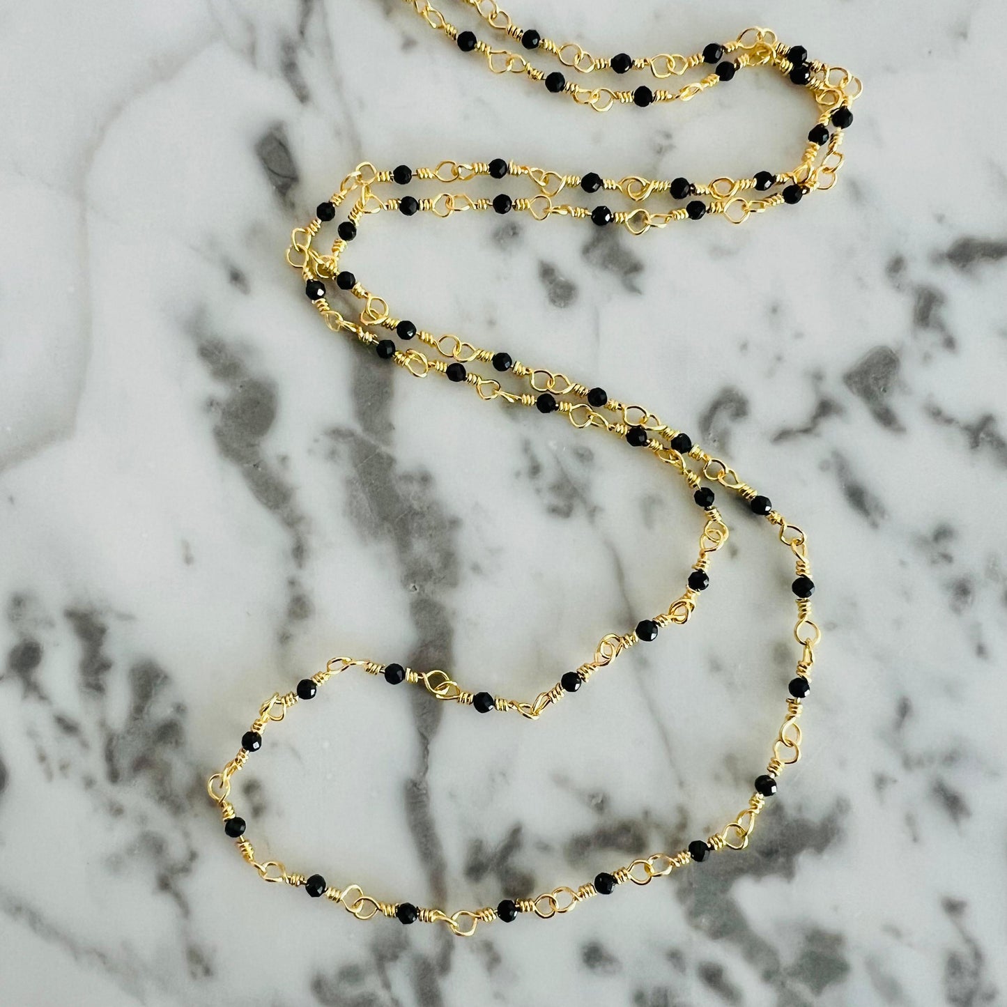 Black Spinel Long Necklace
