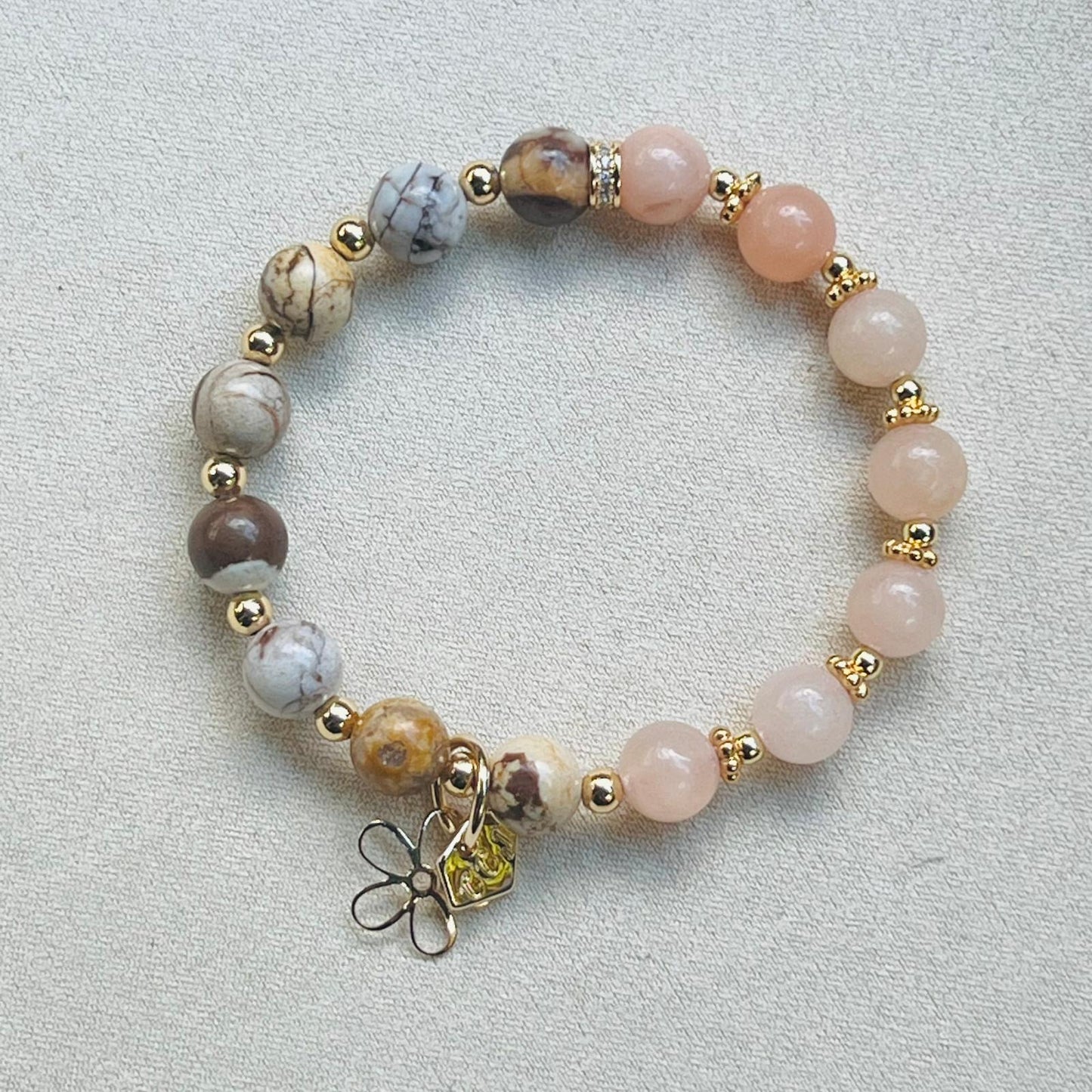 Australian Zebra Jasper & Peach Aventurine Baby Bracelet