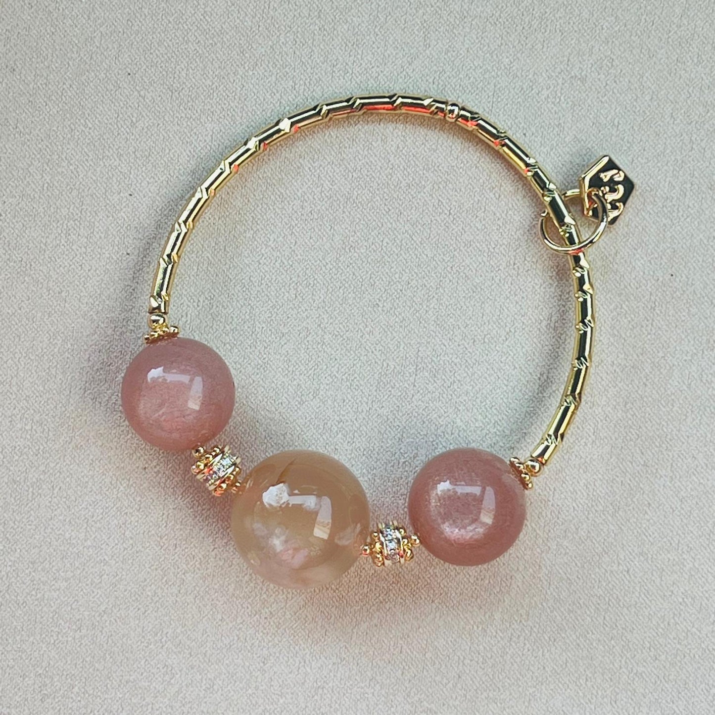 Smiling Sunstone & Sakura Agate Diadem Bracelet