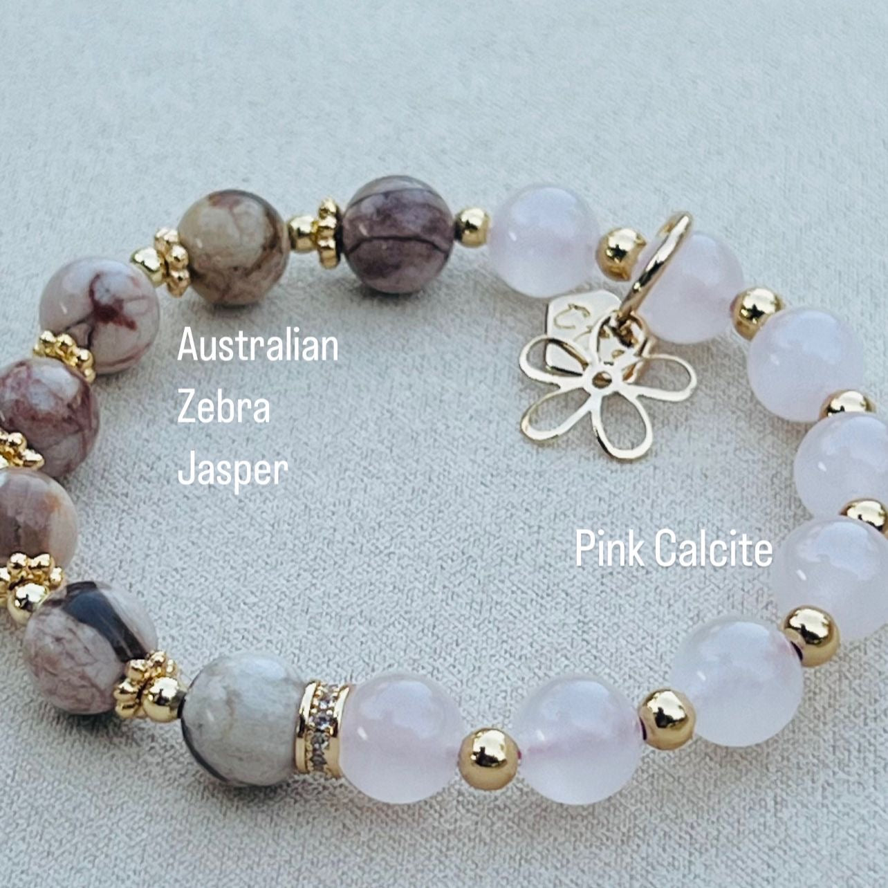 Australian Zebra Jasper & Pink Calcite Baby Bracelet