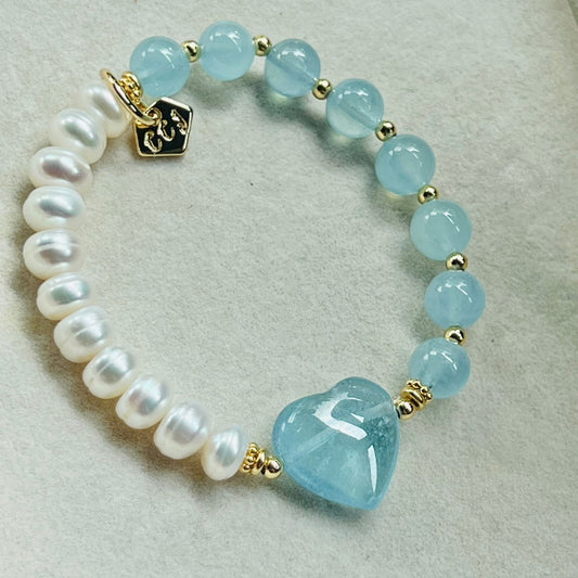 Aquamarine & Pearls Bracelet