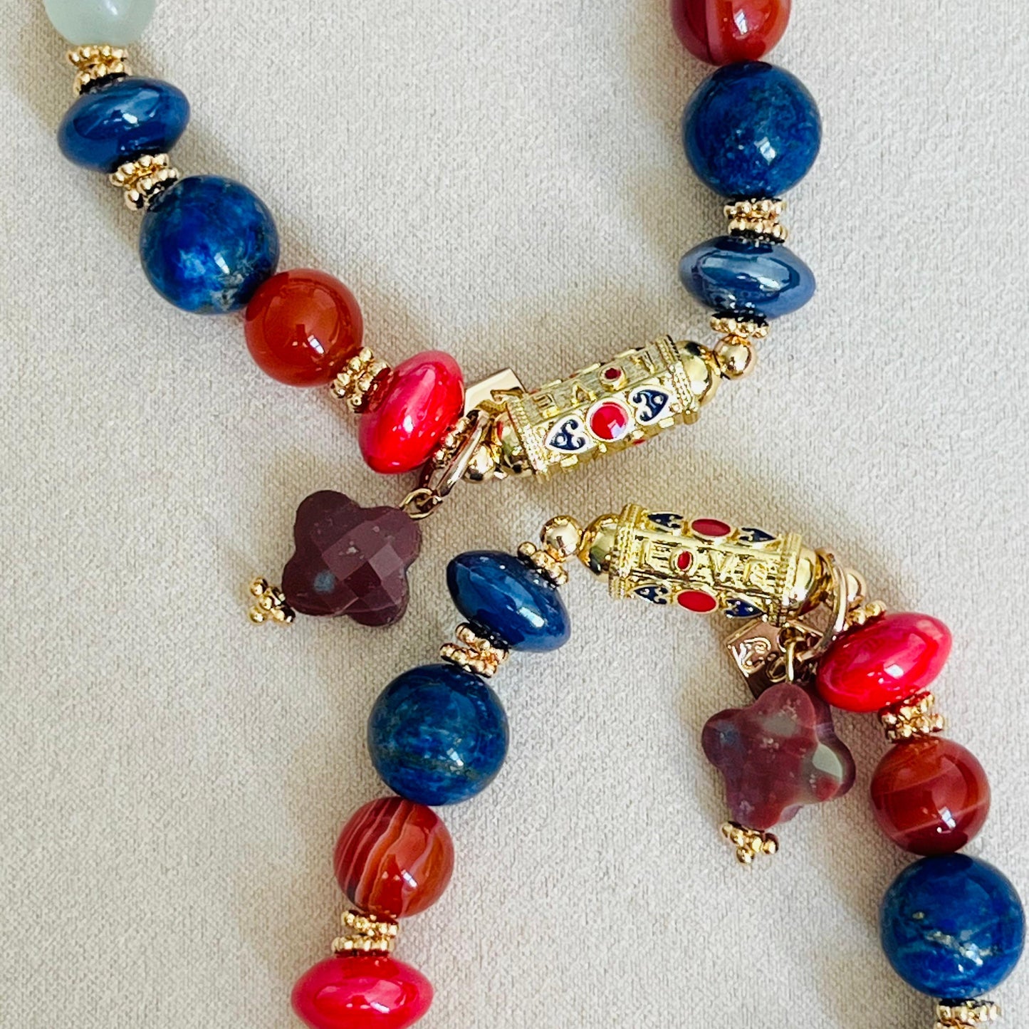 Calcite, Carnelian & Lapis Lazuli Love❤️ Bracelet