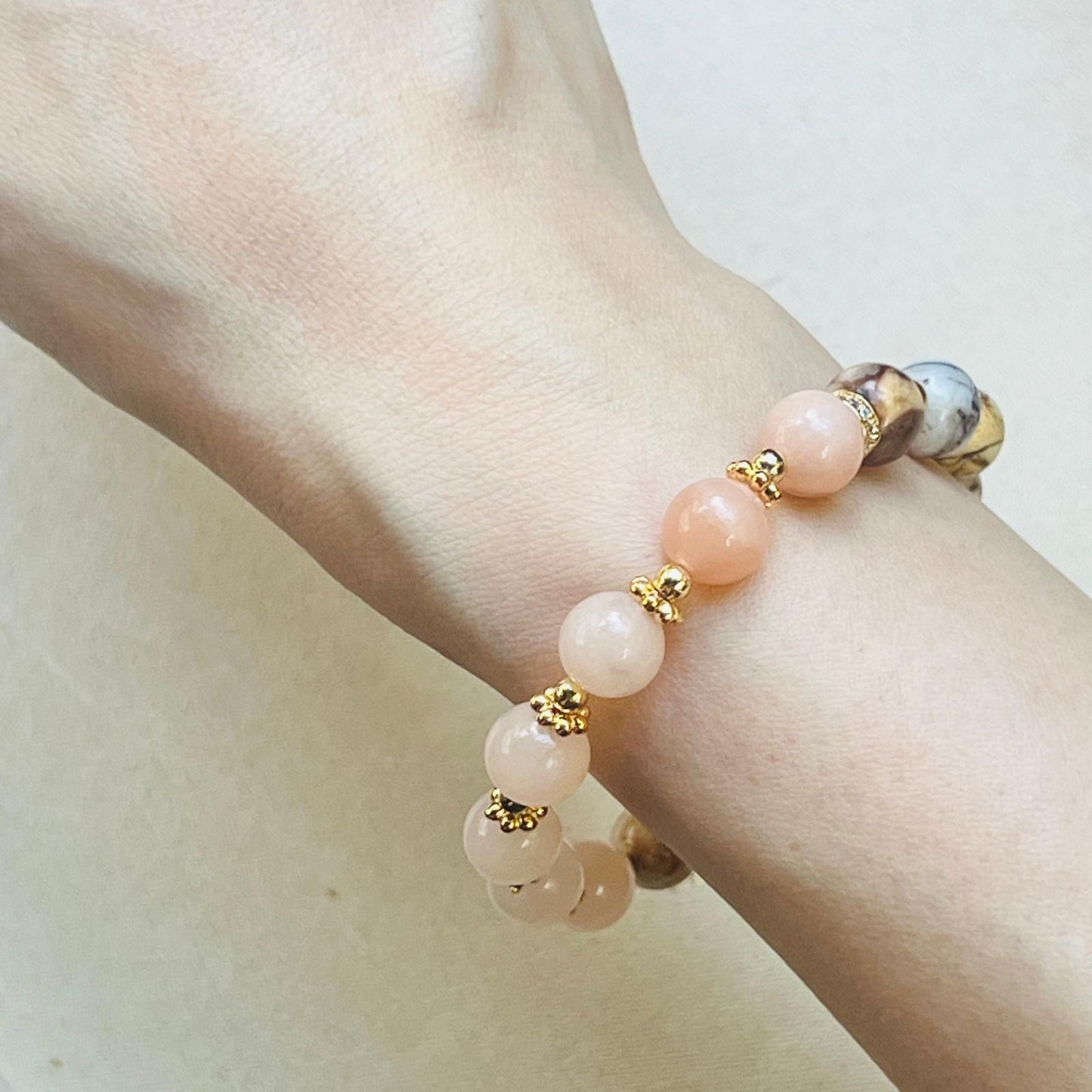 Australian Zebra Jasper & Peach Aventurine Baby Bracelet