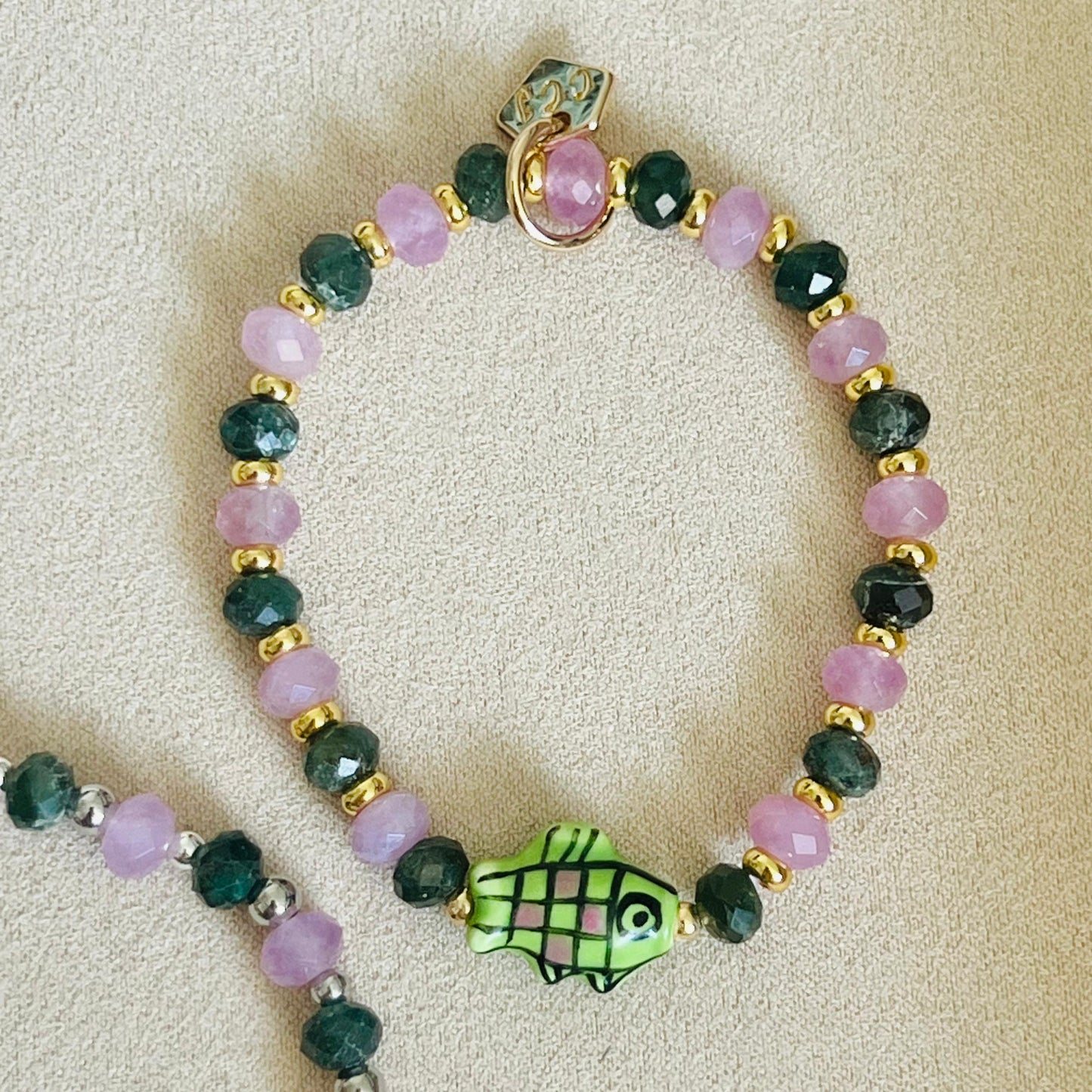 Amethyst & Green Apatite Peppermint Koi Bracelet