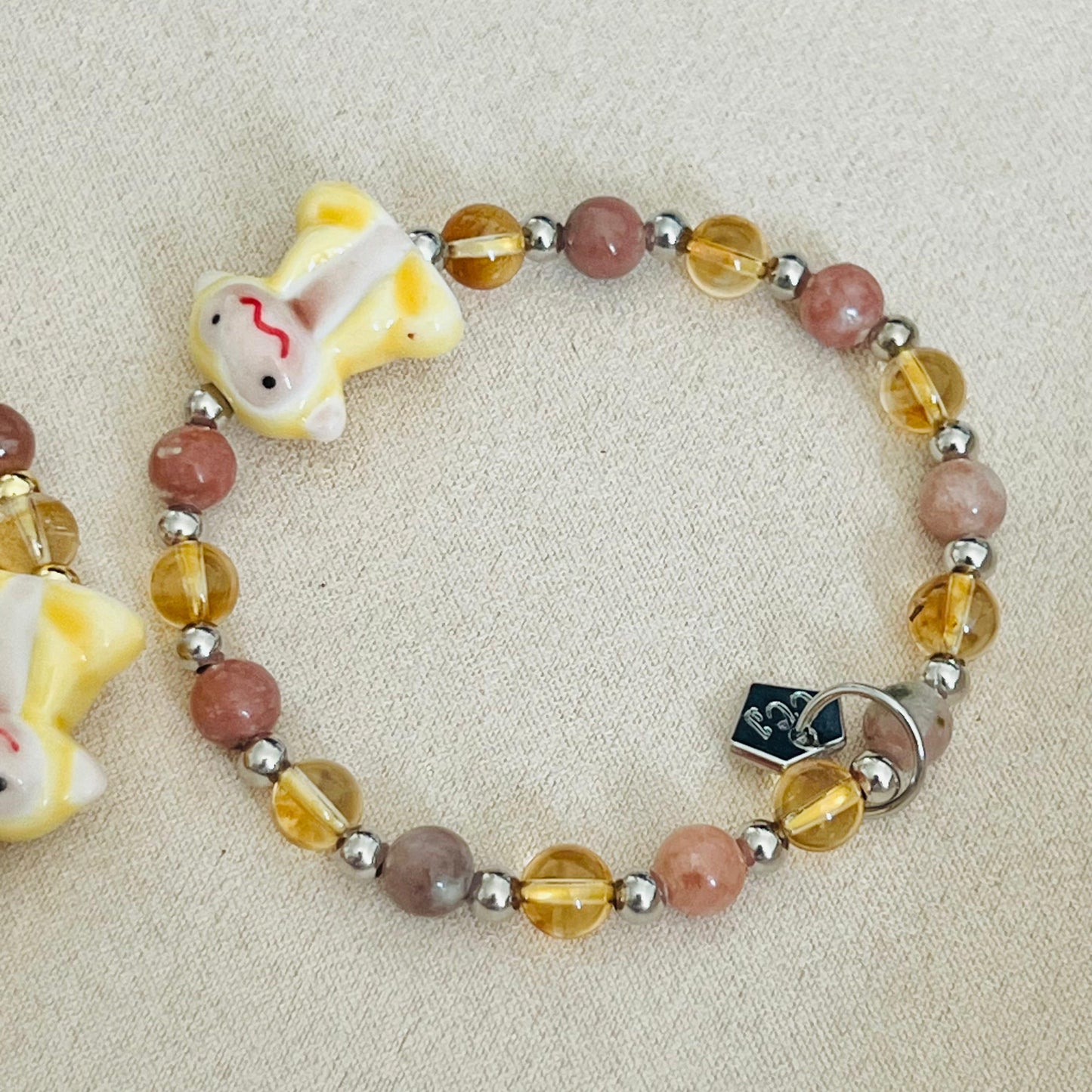 Citrine & Plum Blossom Agate Merry Monkey Bracelet