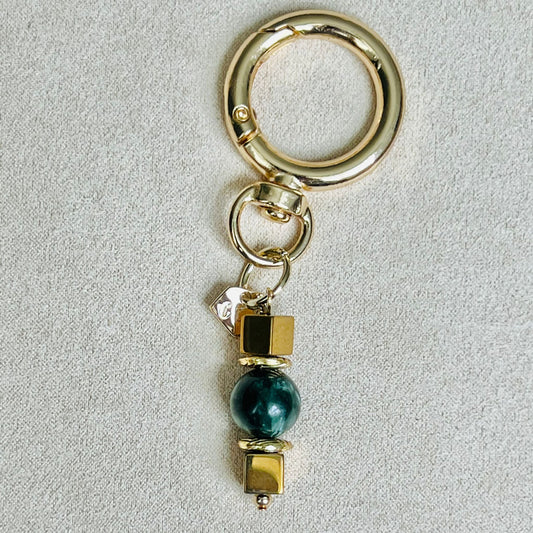 Seraphinite & Gold Hematite Bag Charm/ Key Ring