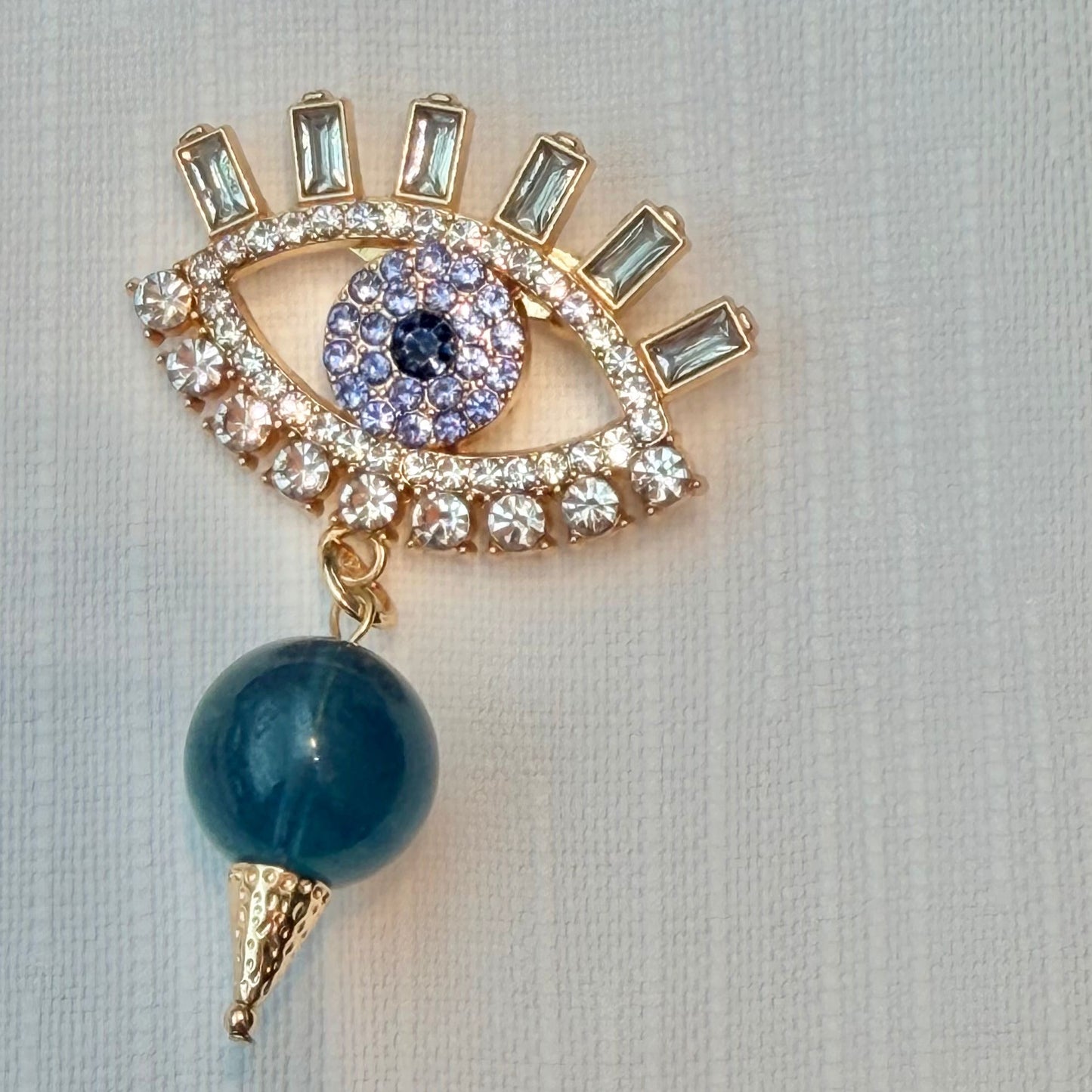 Peacock Aquamarine Evil Eye Brooch
