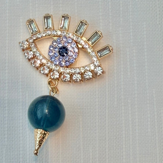 Peacock Aquamarine Evil Eye Brooch