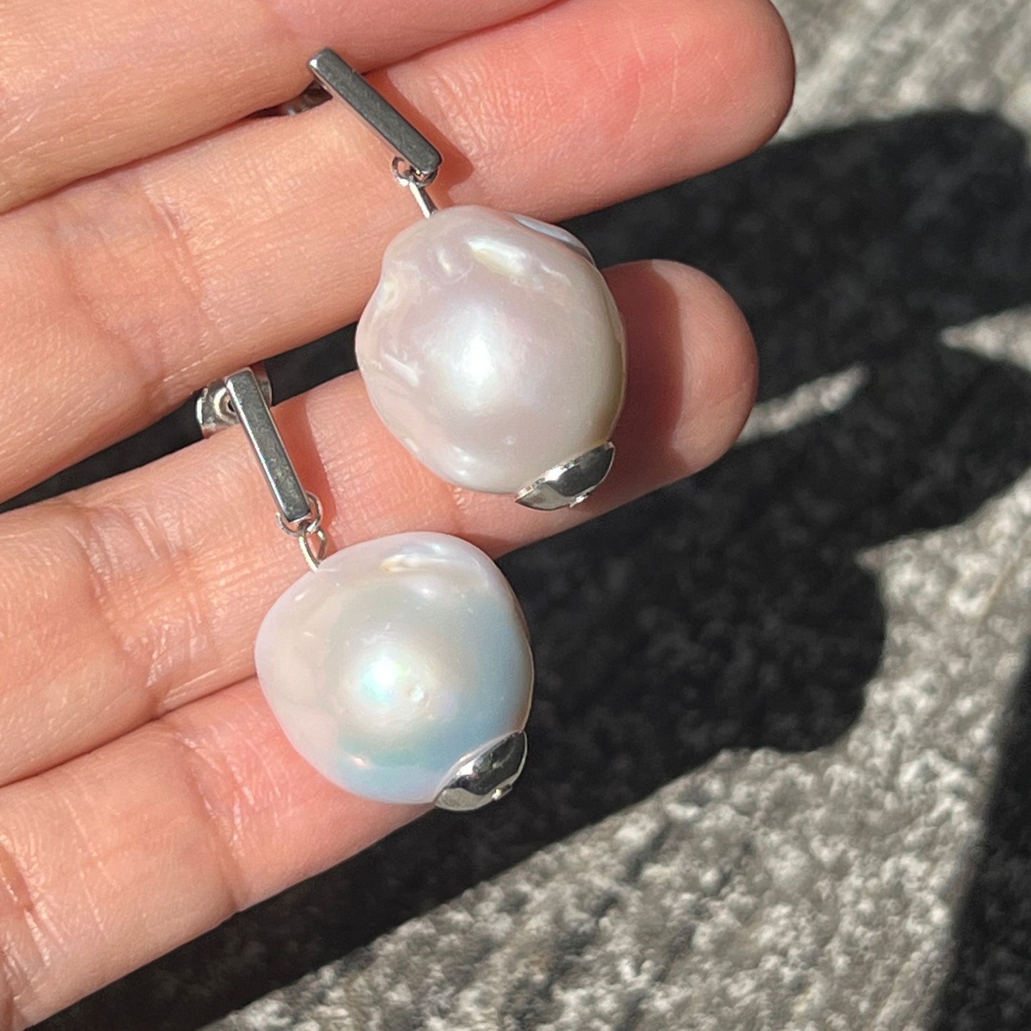 Puffy Baroque Pearl Earrings SHW