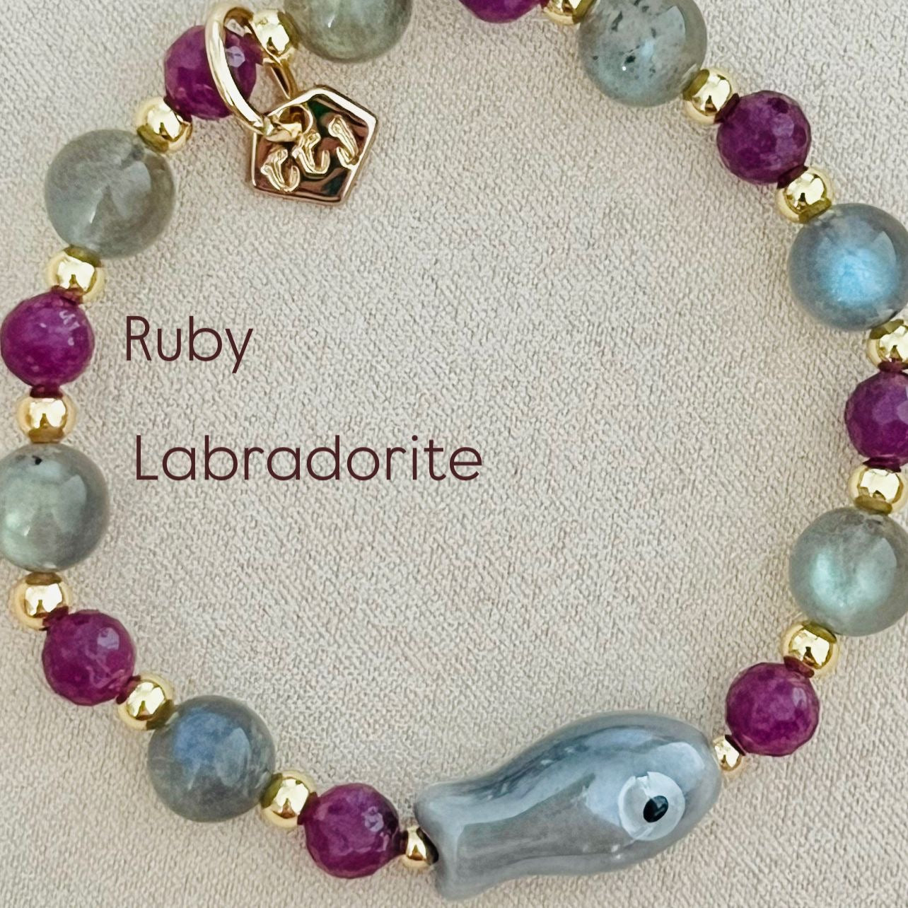 Labradorite & Ruby Money Fish Bracelet 🐟