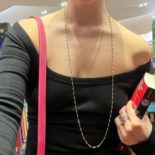 Black Spinel Long Necklace