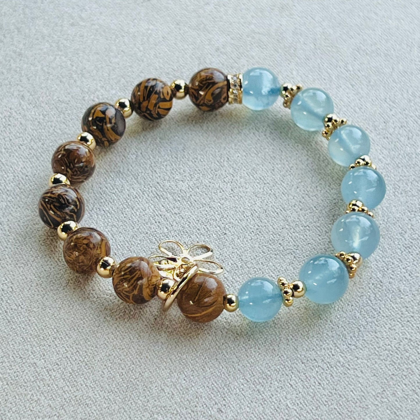 Aquamarine & Elephant Skin Jasper Baby Bracelet